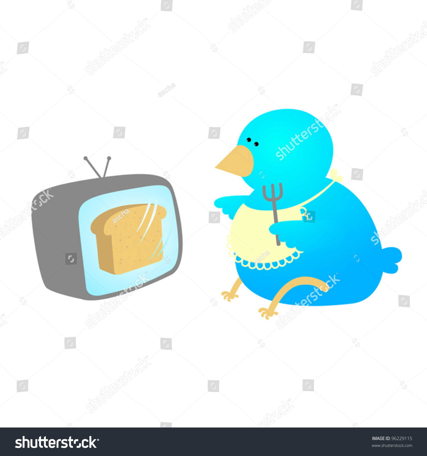 Blue Bird Watching Tv - Illustration To Proverb "Bread And Circuses ...