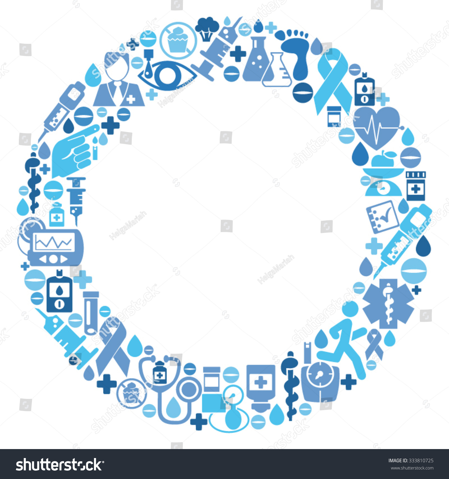 Blue Circle Made Of Diabetes Treatment Icons Isolated On White Stock ...