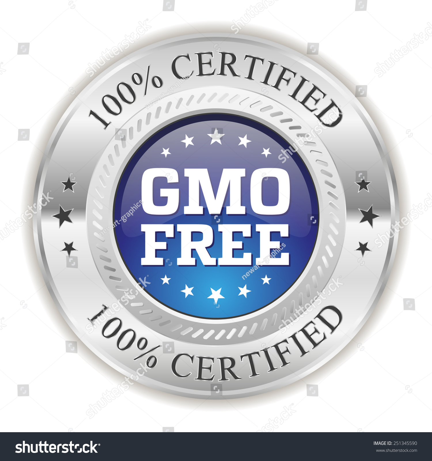 Blue Gmo Free Badge Silver Border Stock Vector Royalty Free