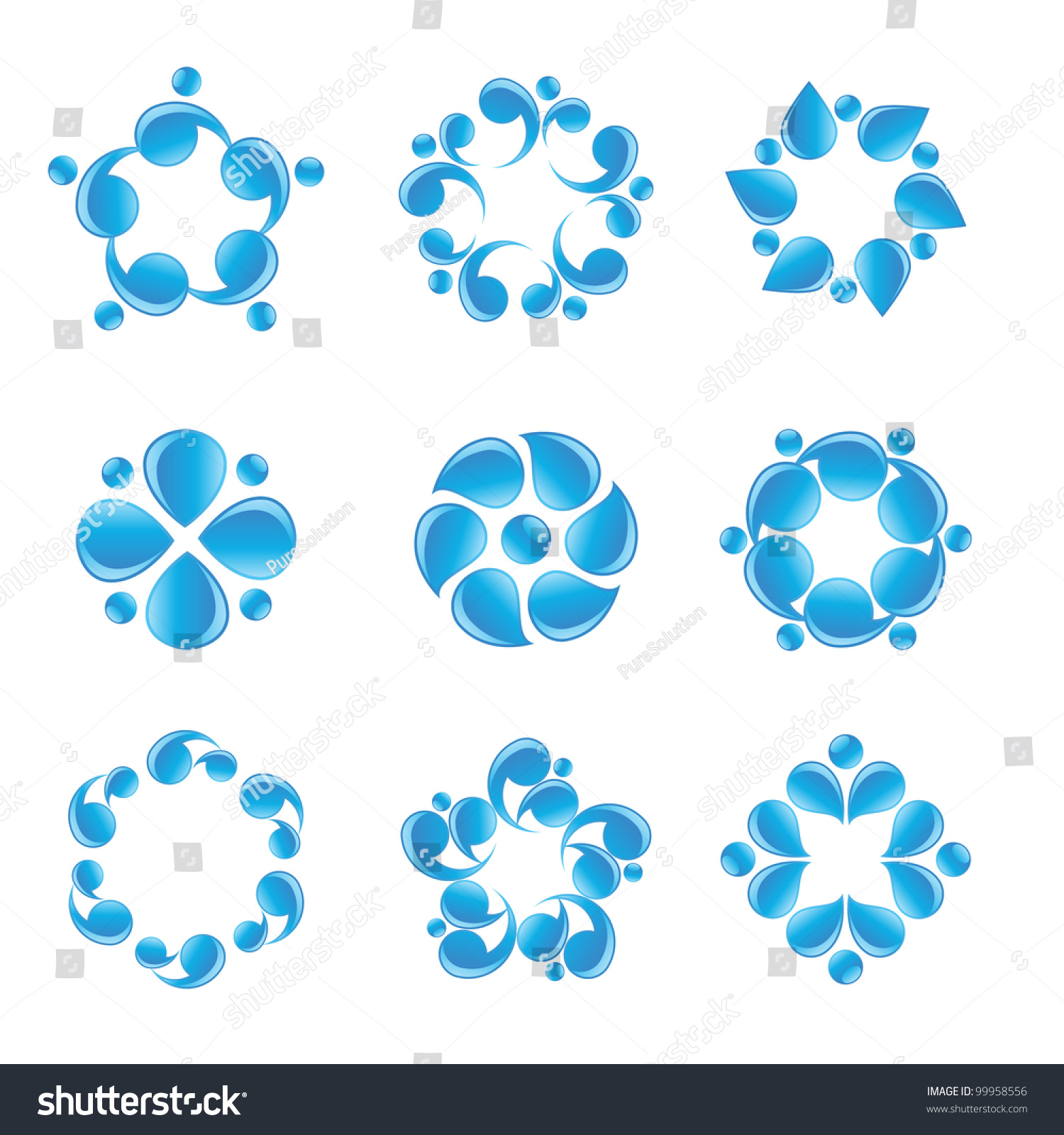 Blue Vector Water Icons - 99958556 : Shutterstock