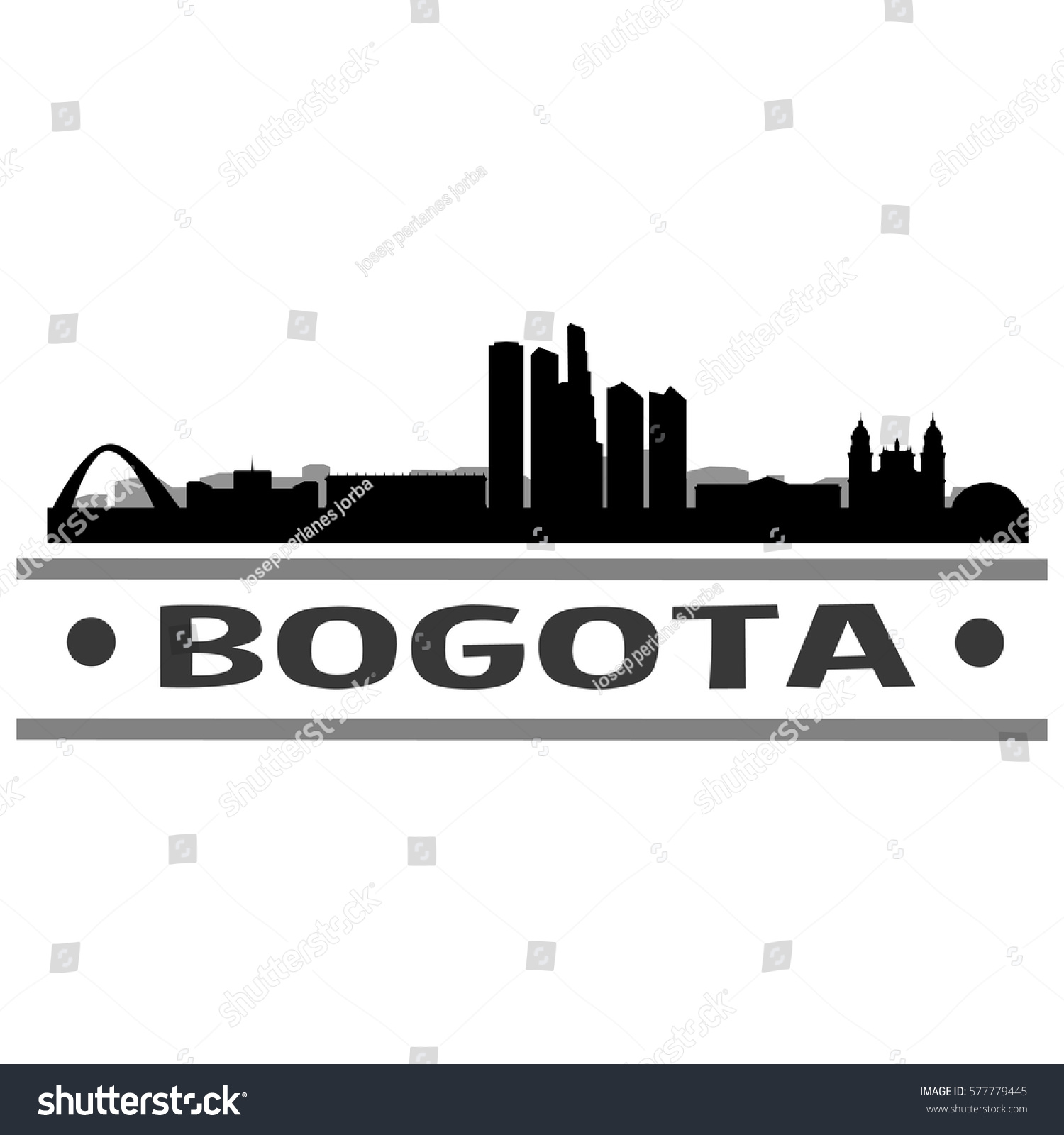 Bogota Colombia Skyline Stamp Silhouette City Stock Vector Royalty