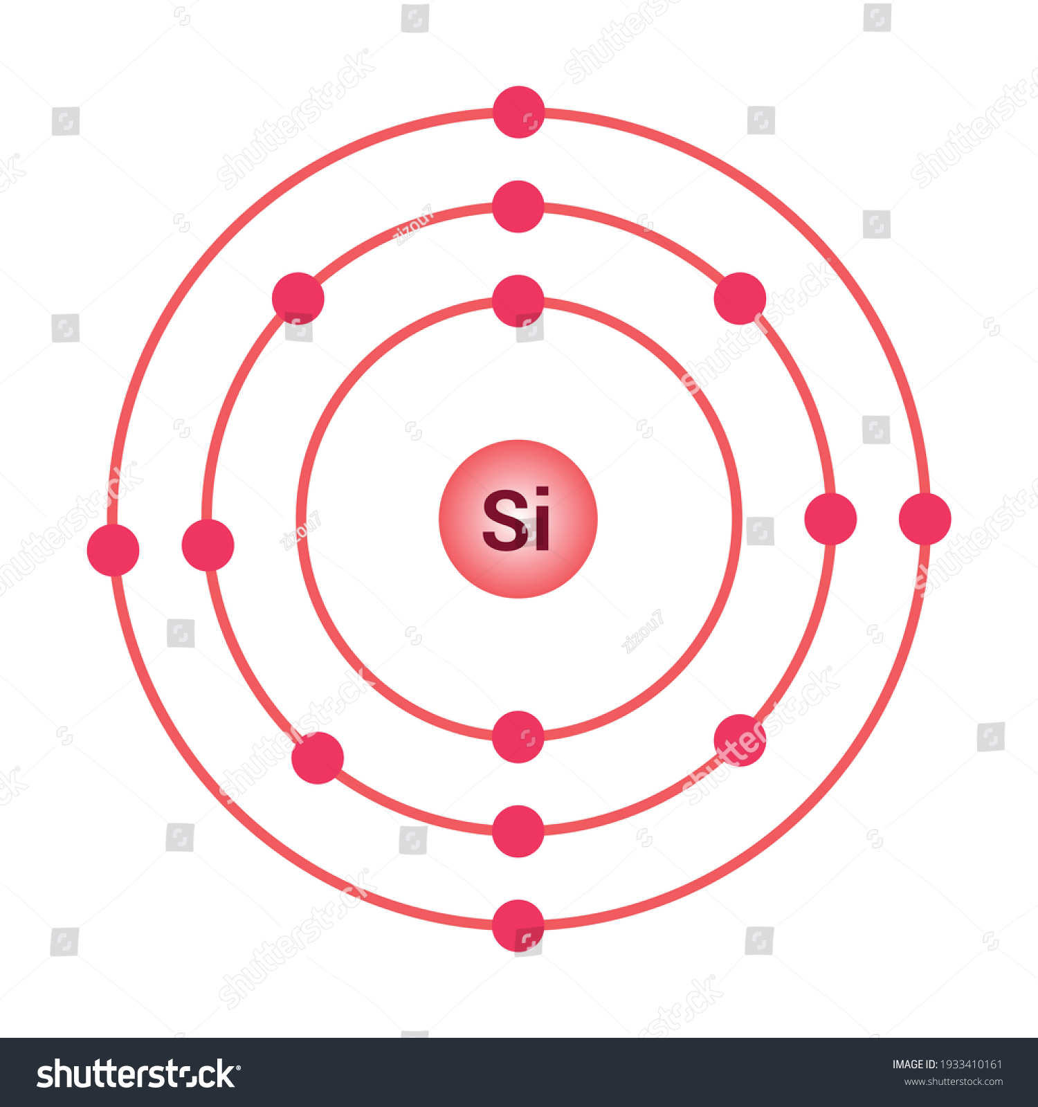 Bohr Model Silicon Atom Electron Structure Stock Vector Royalty Free