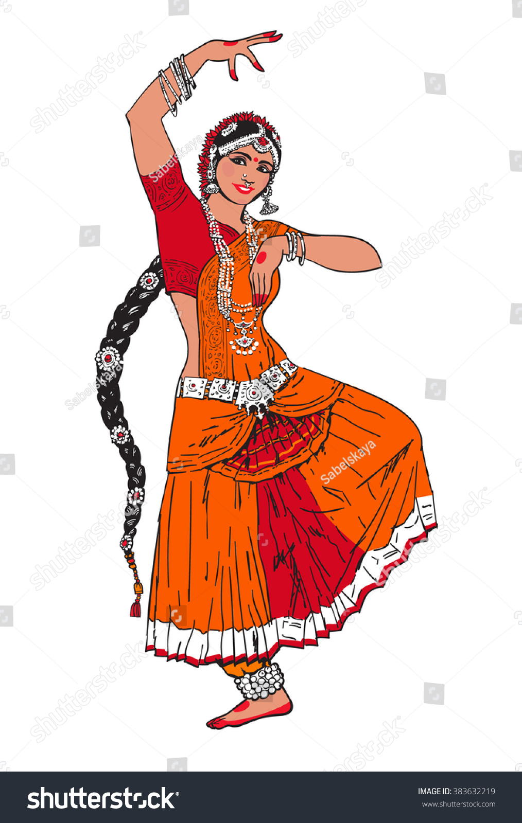 Bollywood Star. Dancing Girl. Indian Dance. Oriental Girl Dancing On A