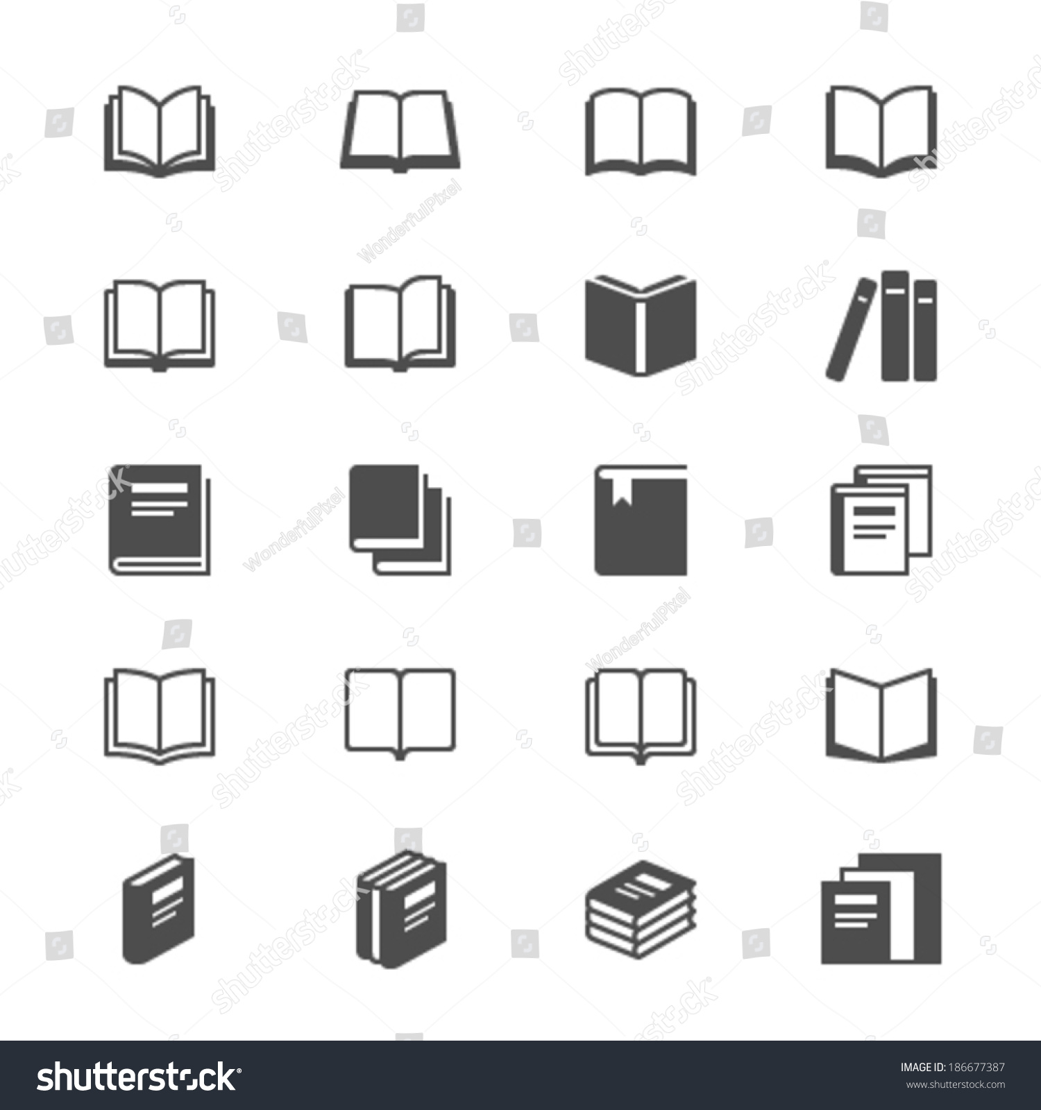 Book Flat Icons Stockowa ilustracja wektorowa 186677387 : Shutterstock