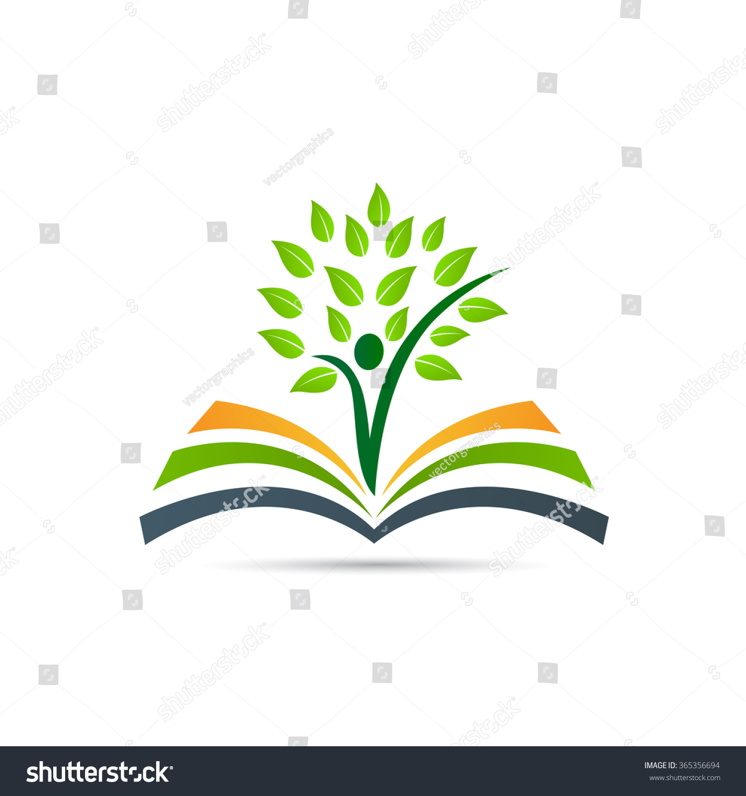 Book Tree Vector Design Represents School Logo, Education Emblem