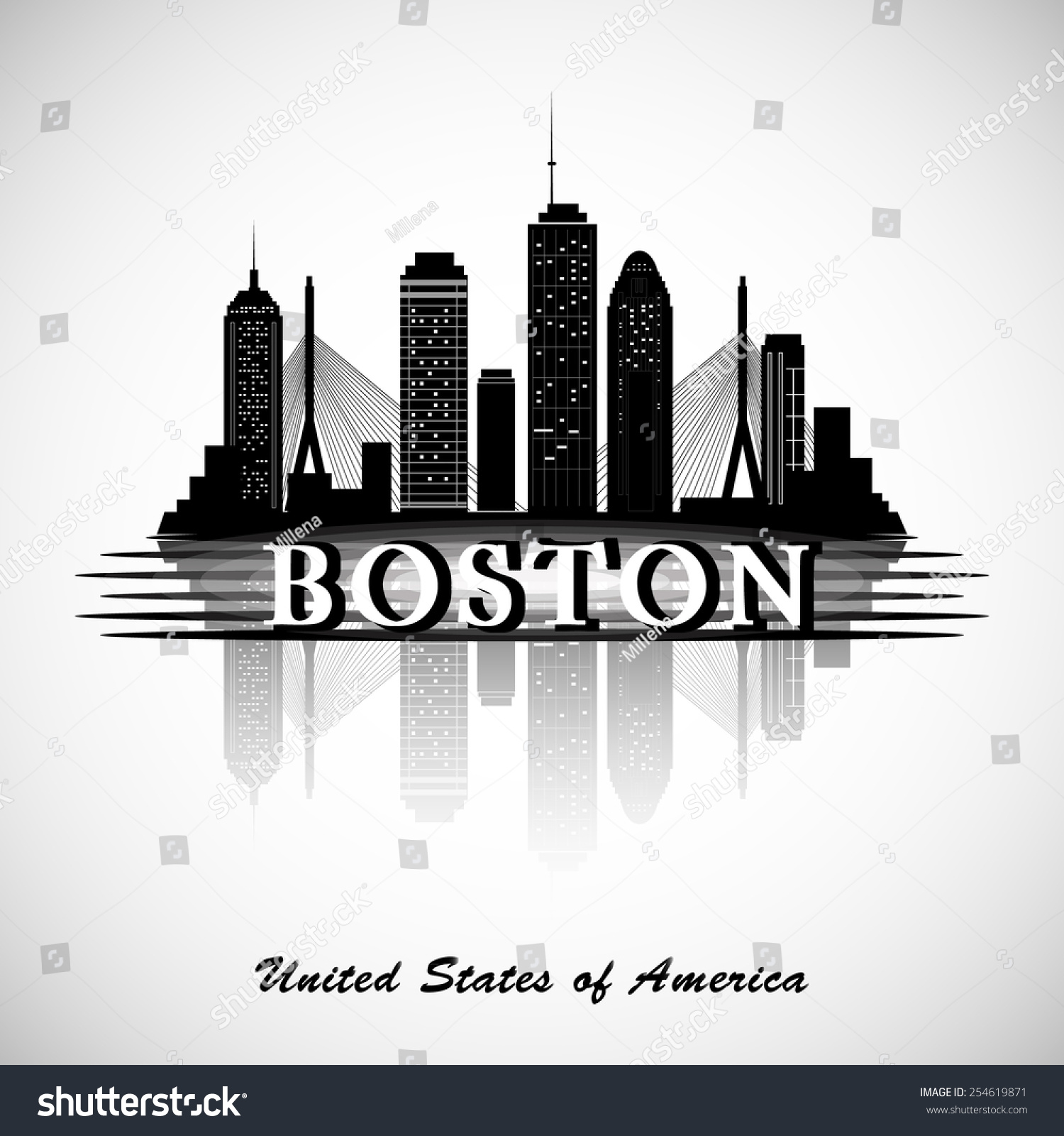 Boston Skyline. City Silhouette Stock Vector Illustration 254619871 