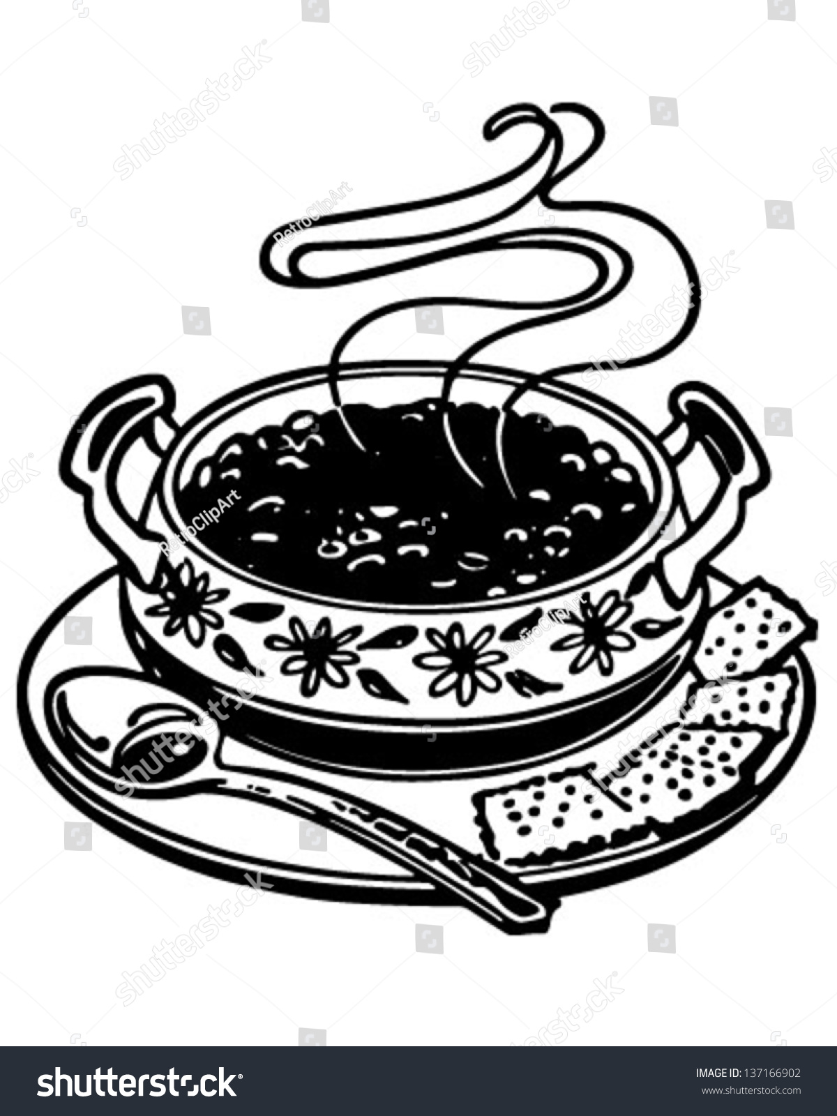 Bowl Chili Retro Clip Art Illustration Stock Vector 137166902
