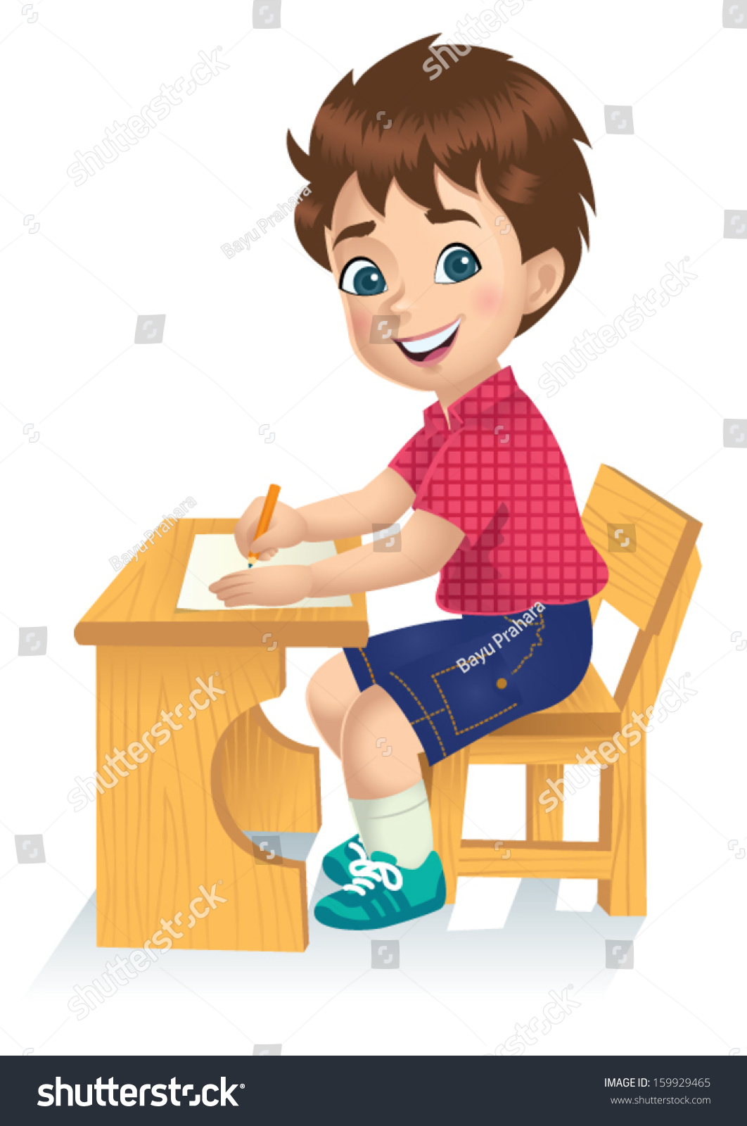 Boy writing animated