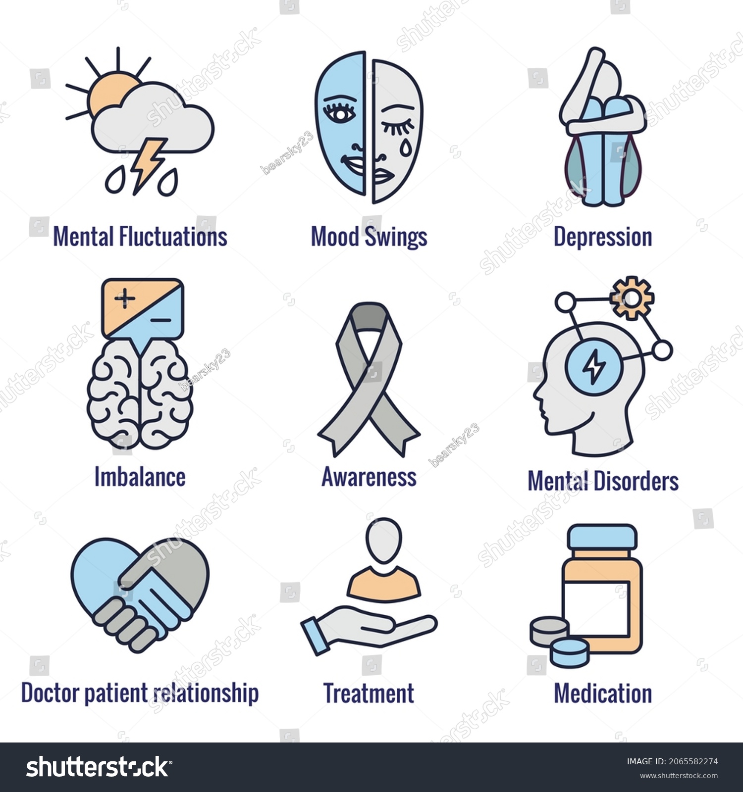 Bpd Borderline Personality Disorder Icon Set Stock Vector Royalty Free