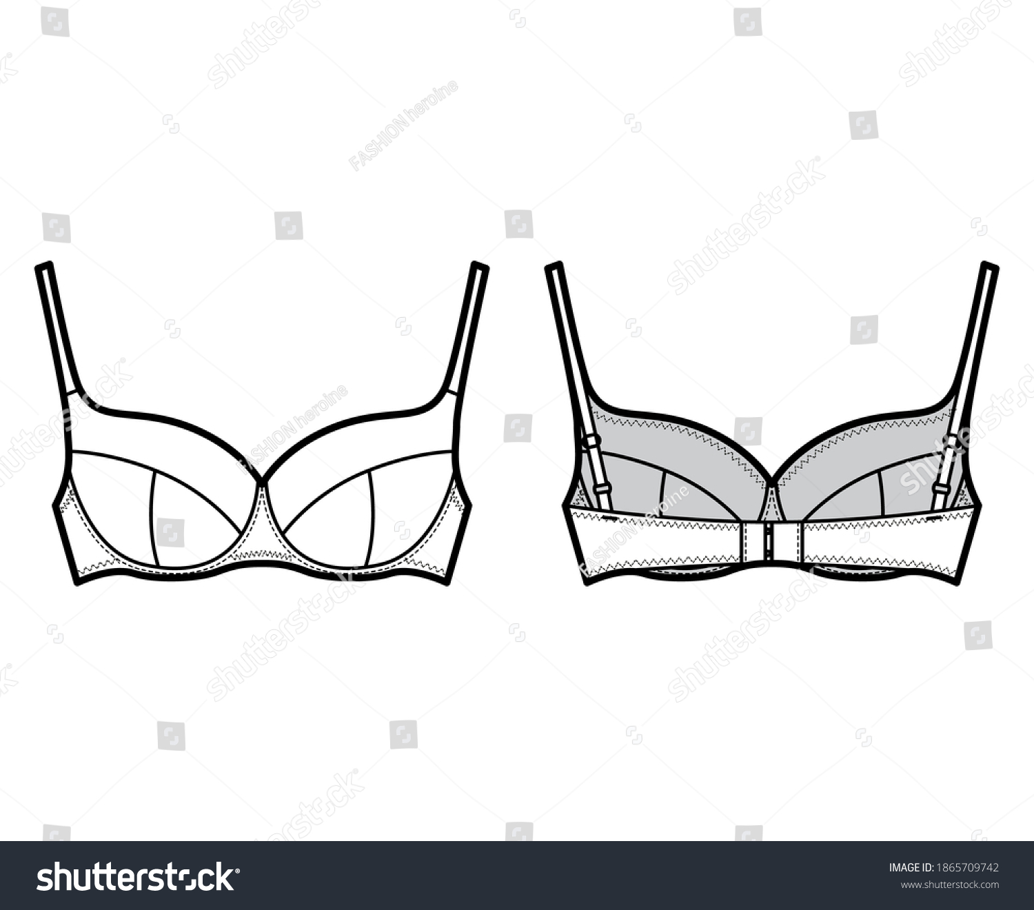 Bra Lingerie Technical Fashion Illustration Full Stock Vector Royalty