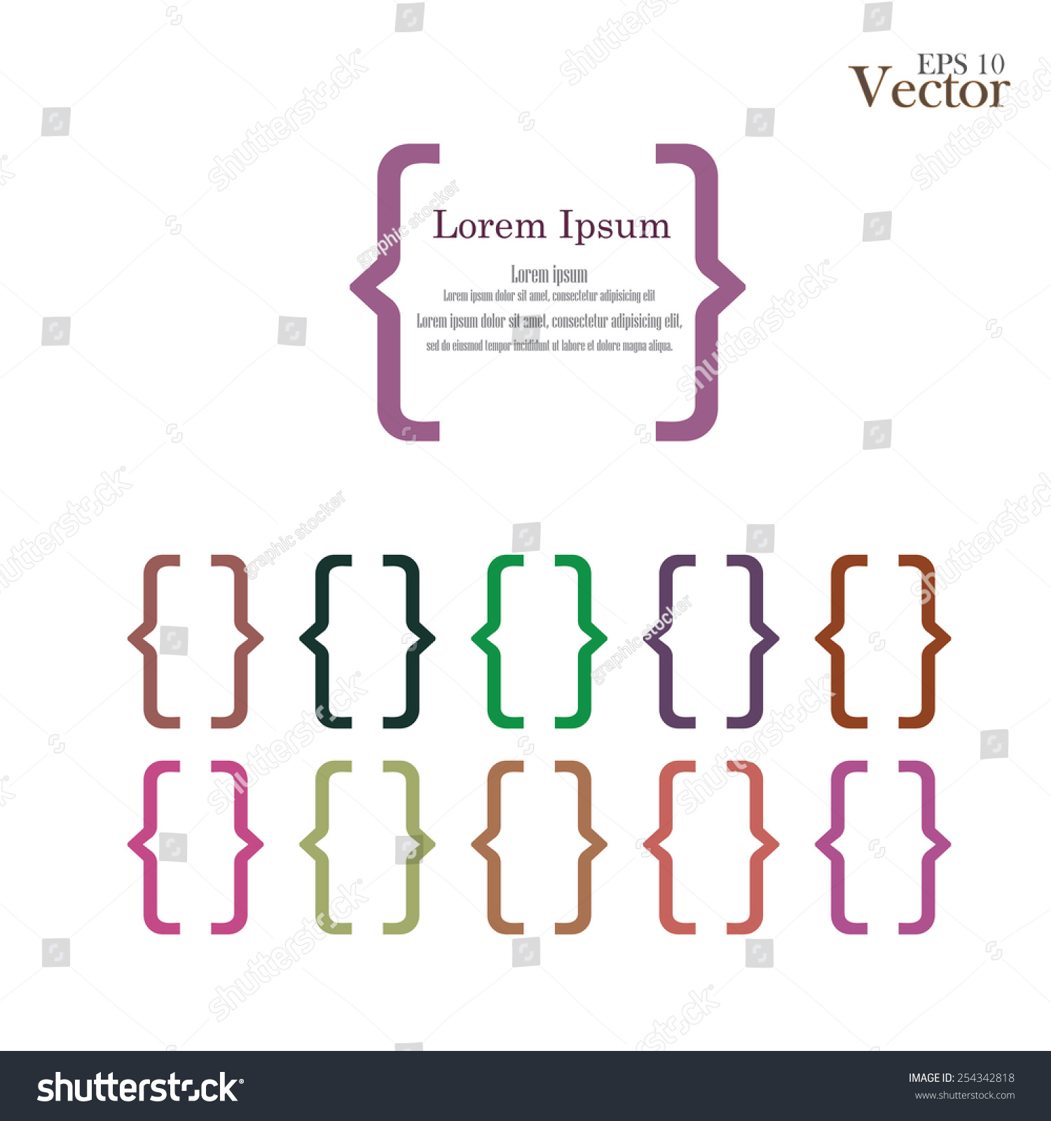 Braces Or Curly Brackets Icon Vector With Alphabetset Of Curly Bracket