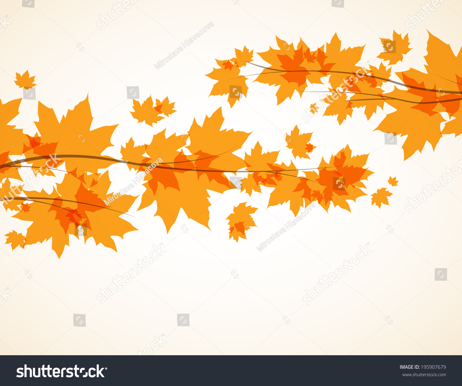 Branch With Autumn Leaves Vector Background - 195907679 : Shutterstock