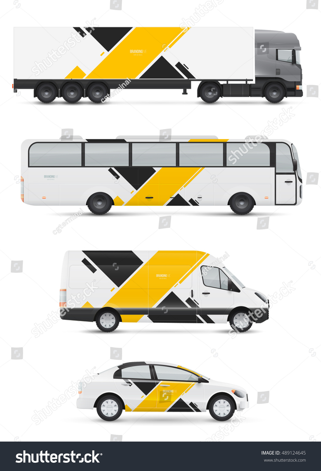 Branding design for transport Mockup of passenger car bus and van Templates vehicles for advertising and corporate identity Graphics elements with abstract modern geometric shapes Branding design for transport Mockup of passenger car bus and van Templates vehicles for advertising and corporate identity Graphics elements with abstract modern geometric shapes
