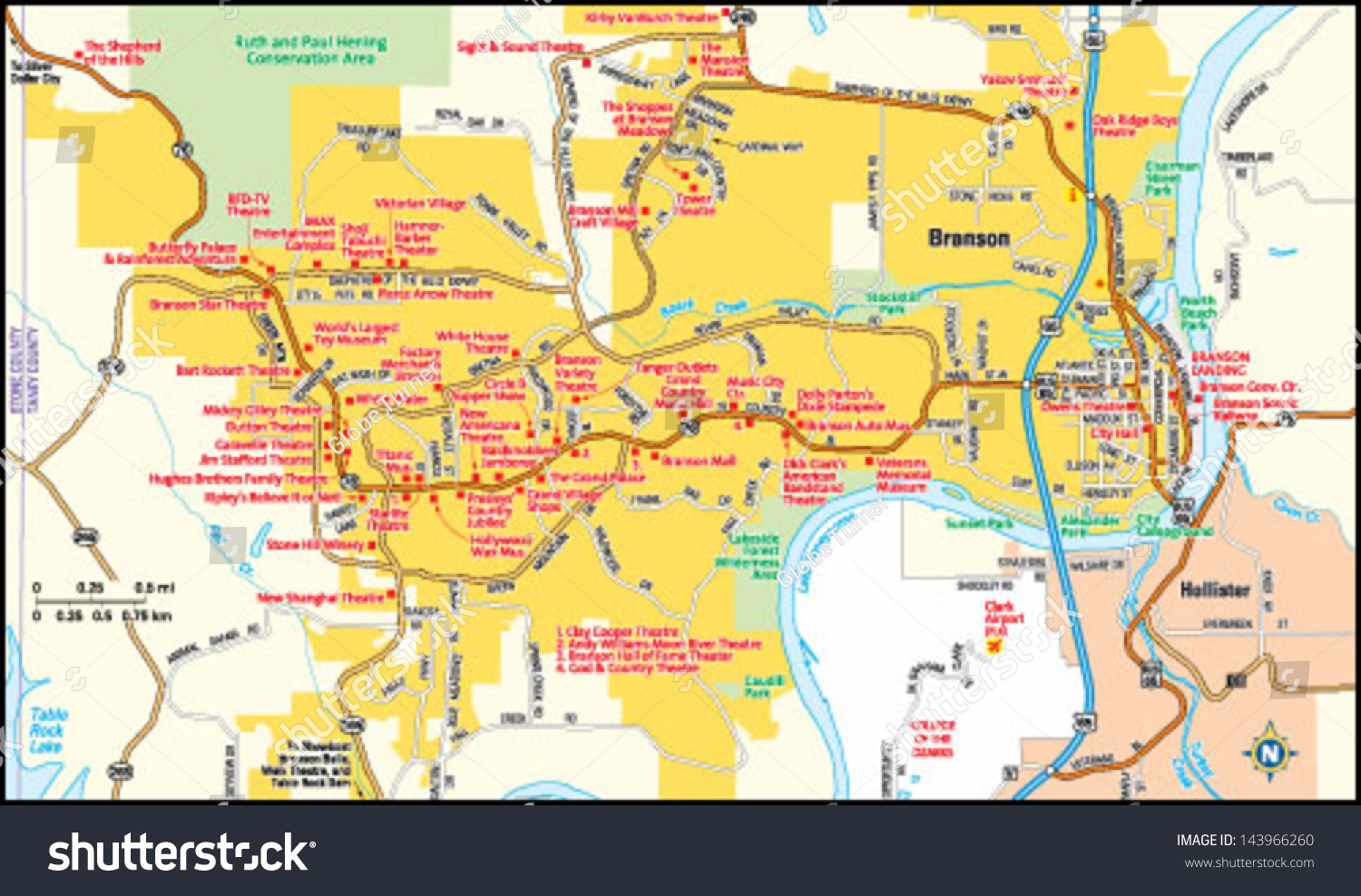 Branson Missouri Area Map Stock Vector Illustration 143966260 Shutterstock 5632