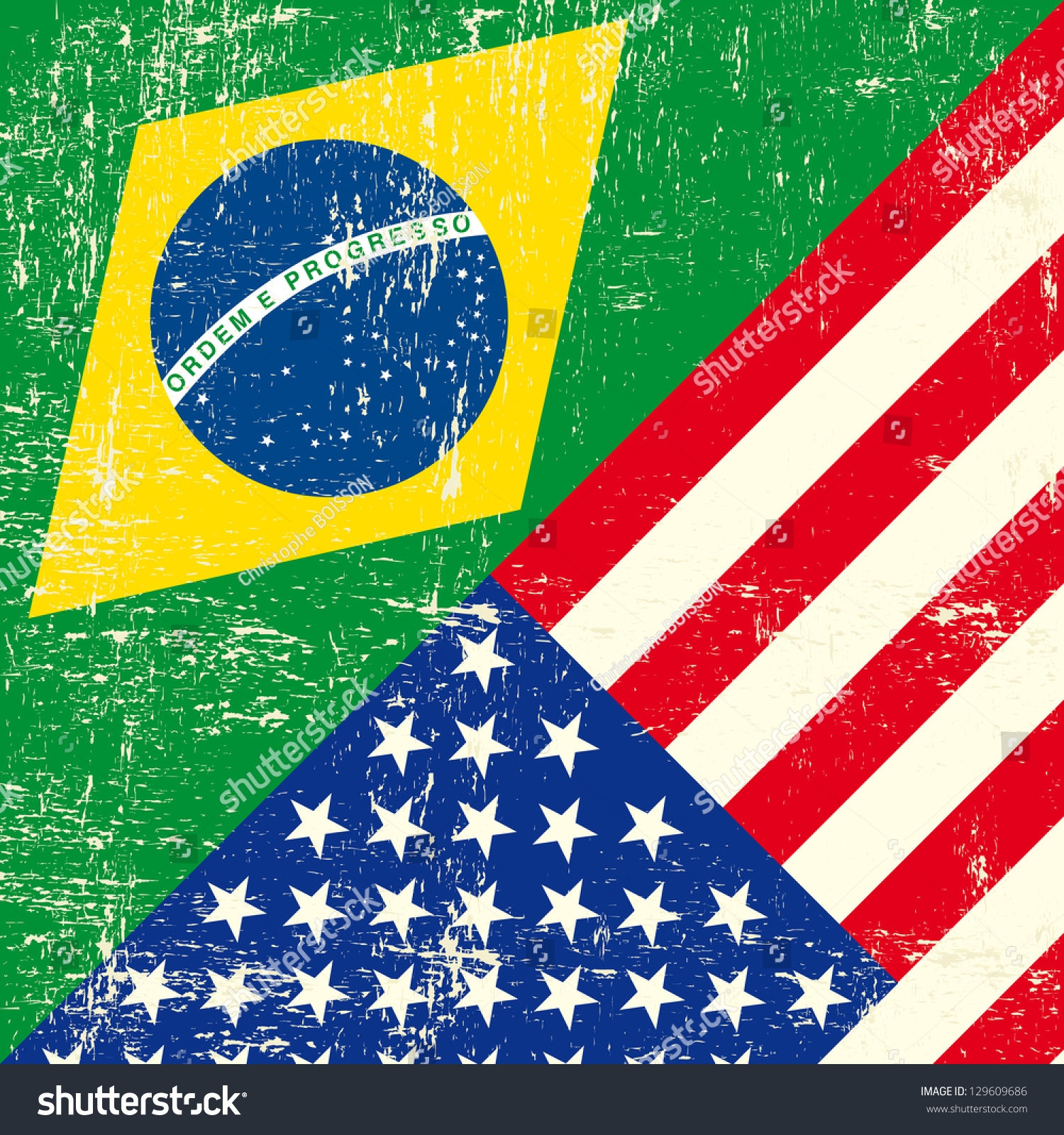 Brazil And Usa Grunge Flag. Stock Vector Illustration 129609686