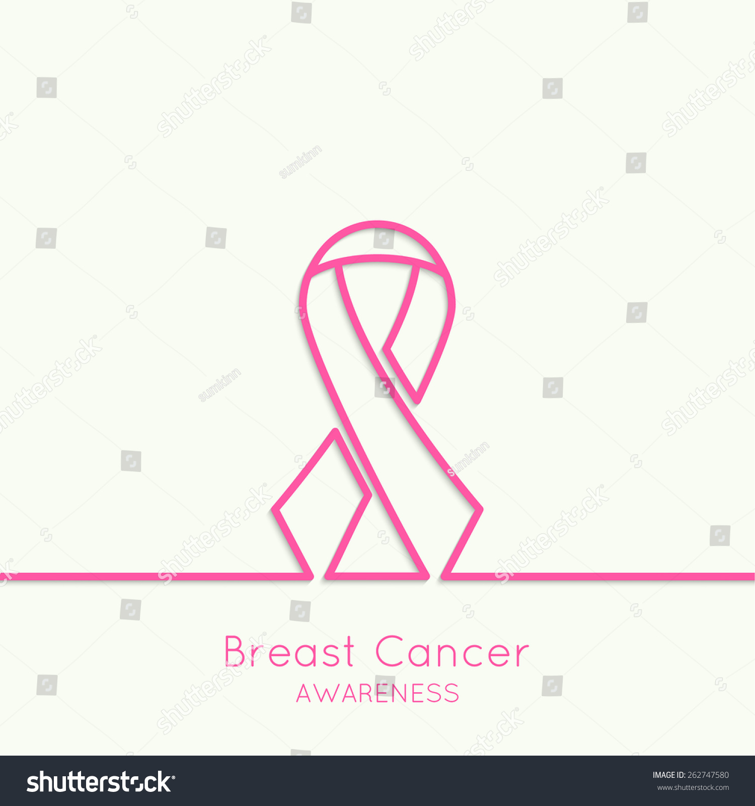 Breast Cancer Awareness Ribbon. Vector Icons. Pink. Outline. Minimal ...