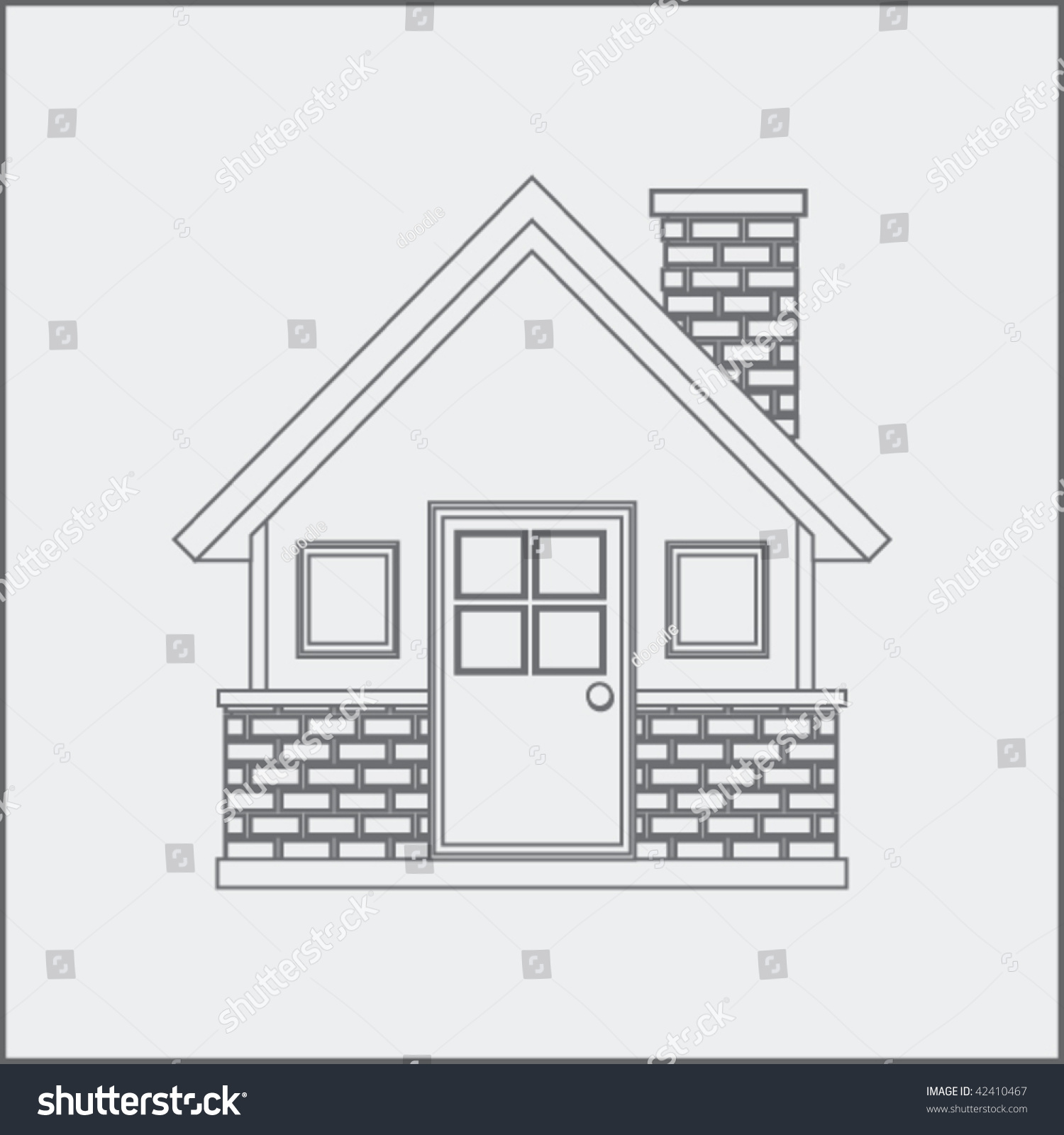 Brick House Drawing Stock Vector Illustration 42410467 Shutterstock