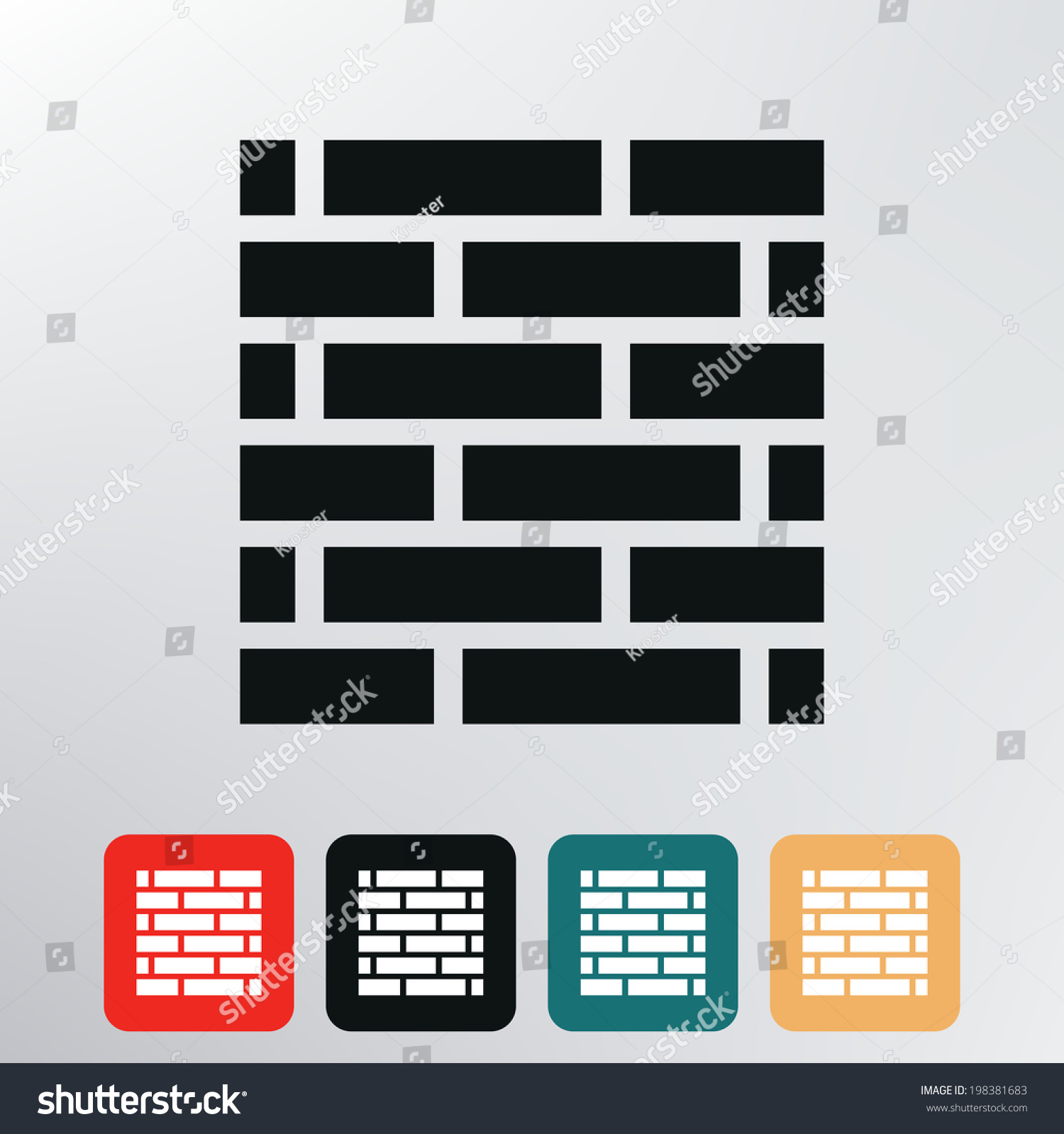Brick Wall Icon. Stock Vector Illustration 198381683 : Shutterstock