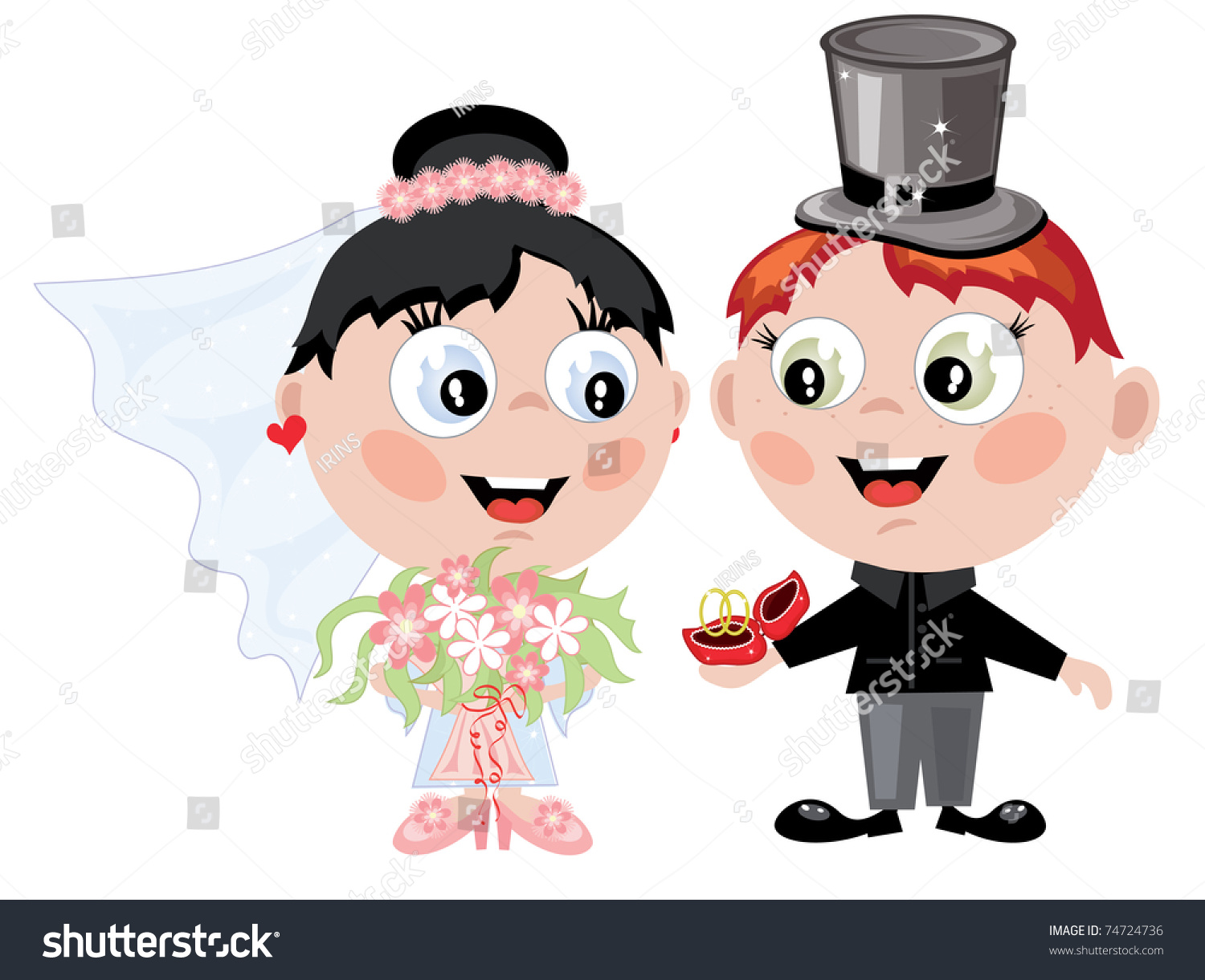 Bride And Groom,Cartoon Stock Vector Illustration 74724736 : Shutterstock