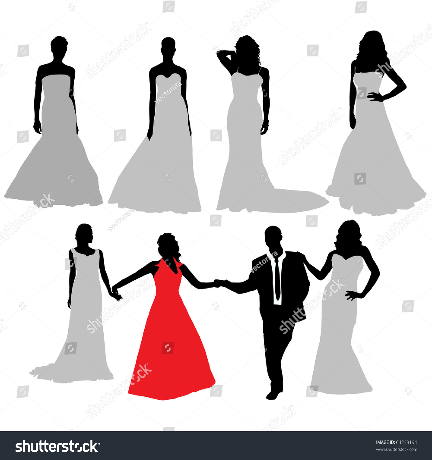 Bride Silhouette Collectionvector Stock Vector 64238194 - Shutterstock