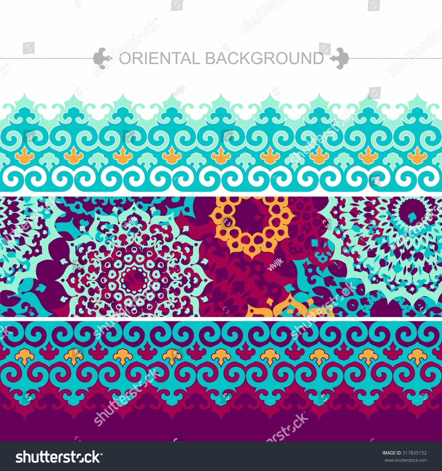 Bright colorful background with ornamental elements in oriental style Islam Arabic motifs Mandala forms Seamless border Bright colorful background with ornamental elements in oriental style Islam Arabic motifs Mandala forms Seamless border