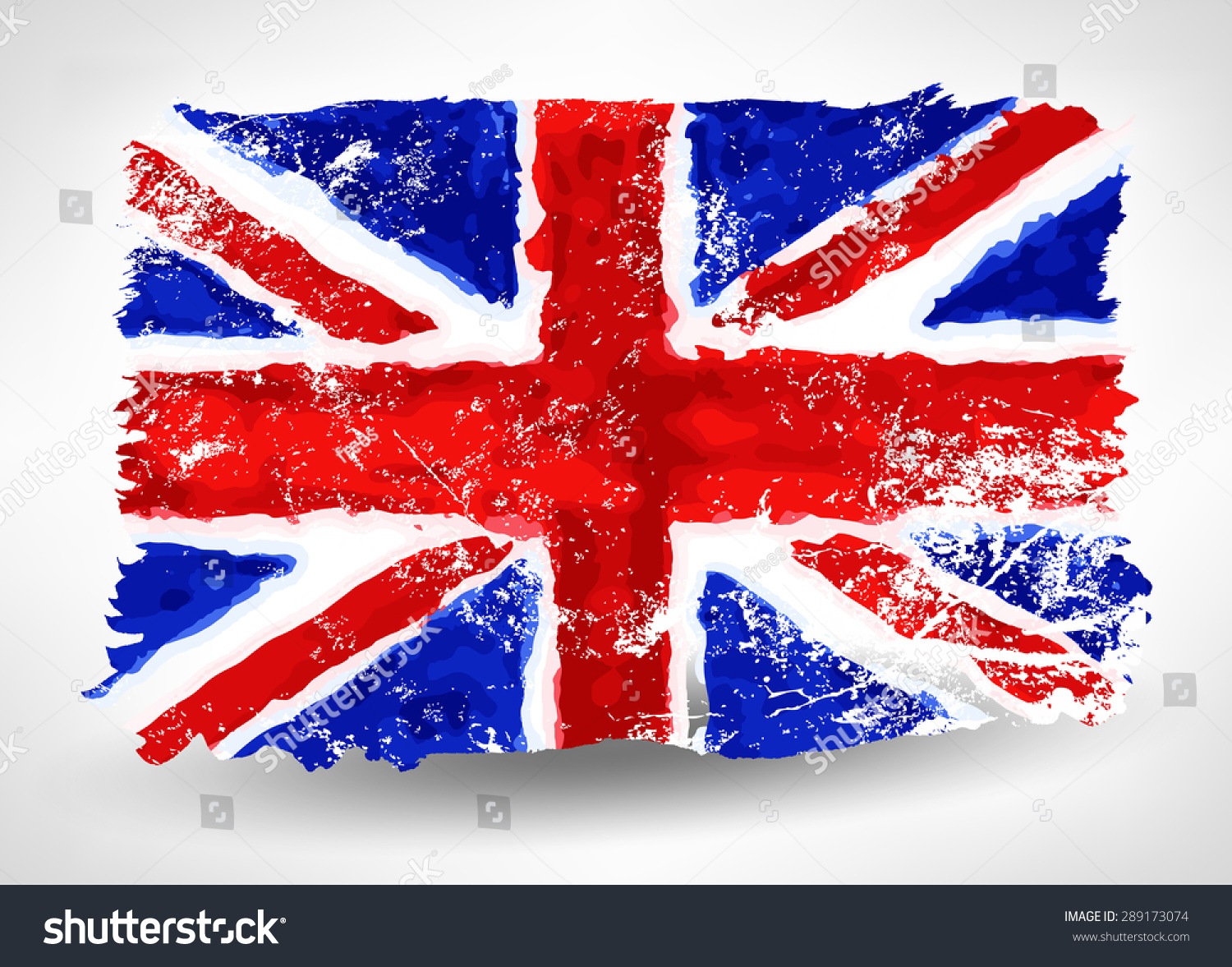 Bright Hand Drawn Watercolor England Flag With Grunge Effect