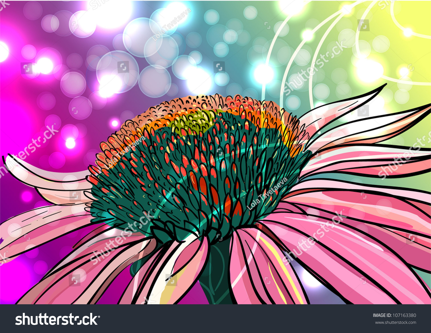 Bright Multicolor Background With Flower Stock Vector Illustration 107163380 : Shutterstock