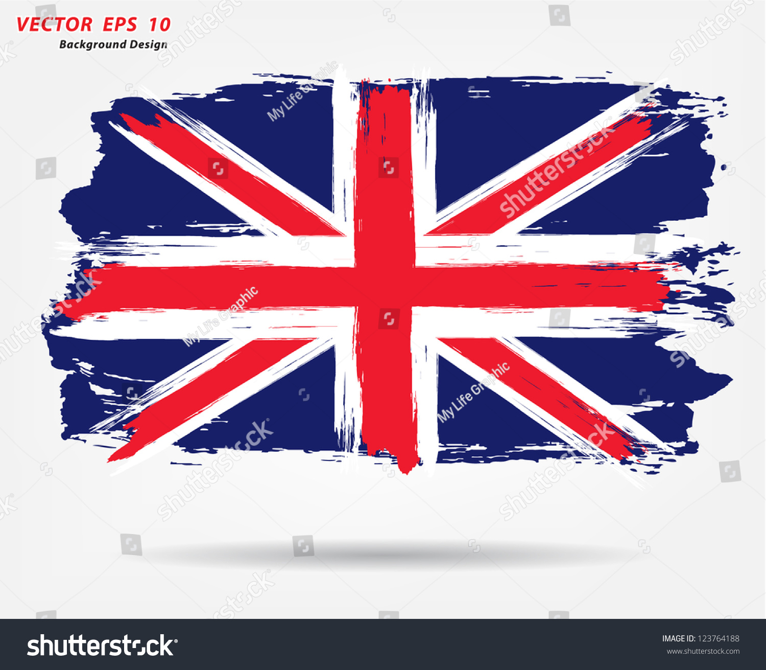 British Flag Grunge British Flag With Brush Stroke Watercolor Vector