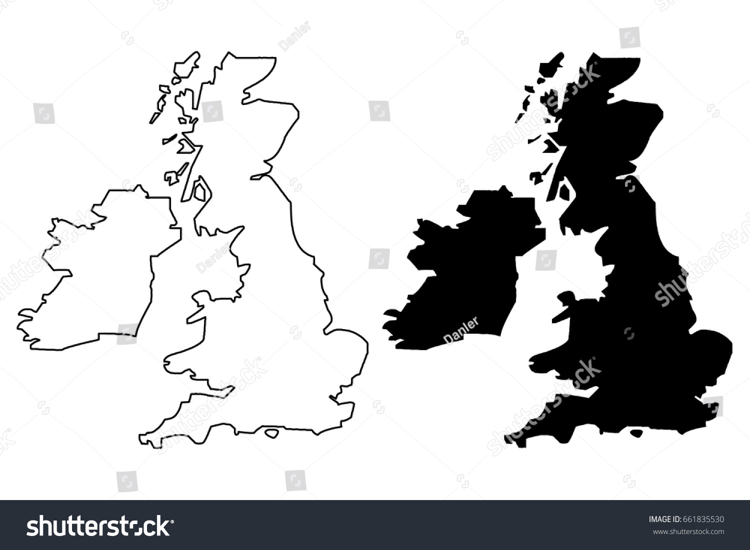 British Isles Map Vector Illustration Scribble Stock Vector Royalty