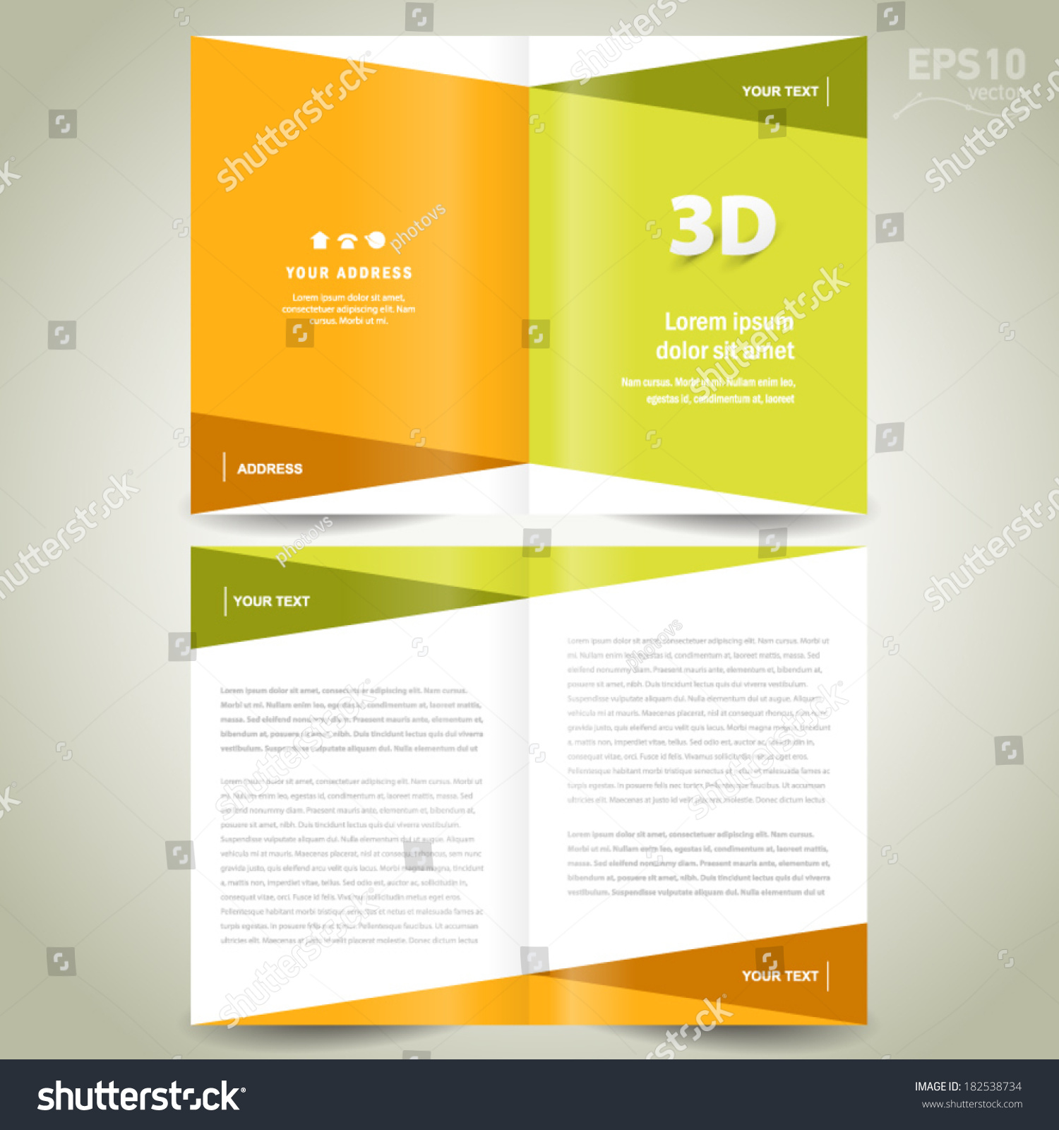 Brochure Design Template Booklet Flat Geometric Abstract Orange Green