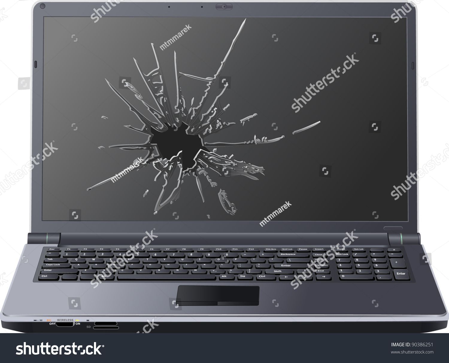 Broken Laptop Stock Vector 90386251 - Shutterstock
