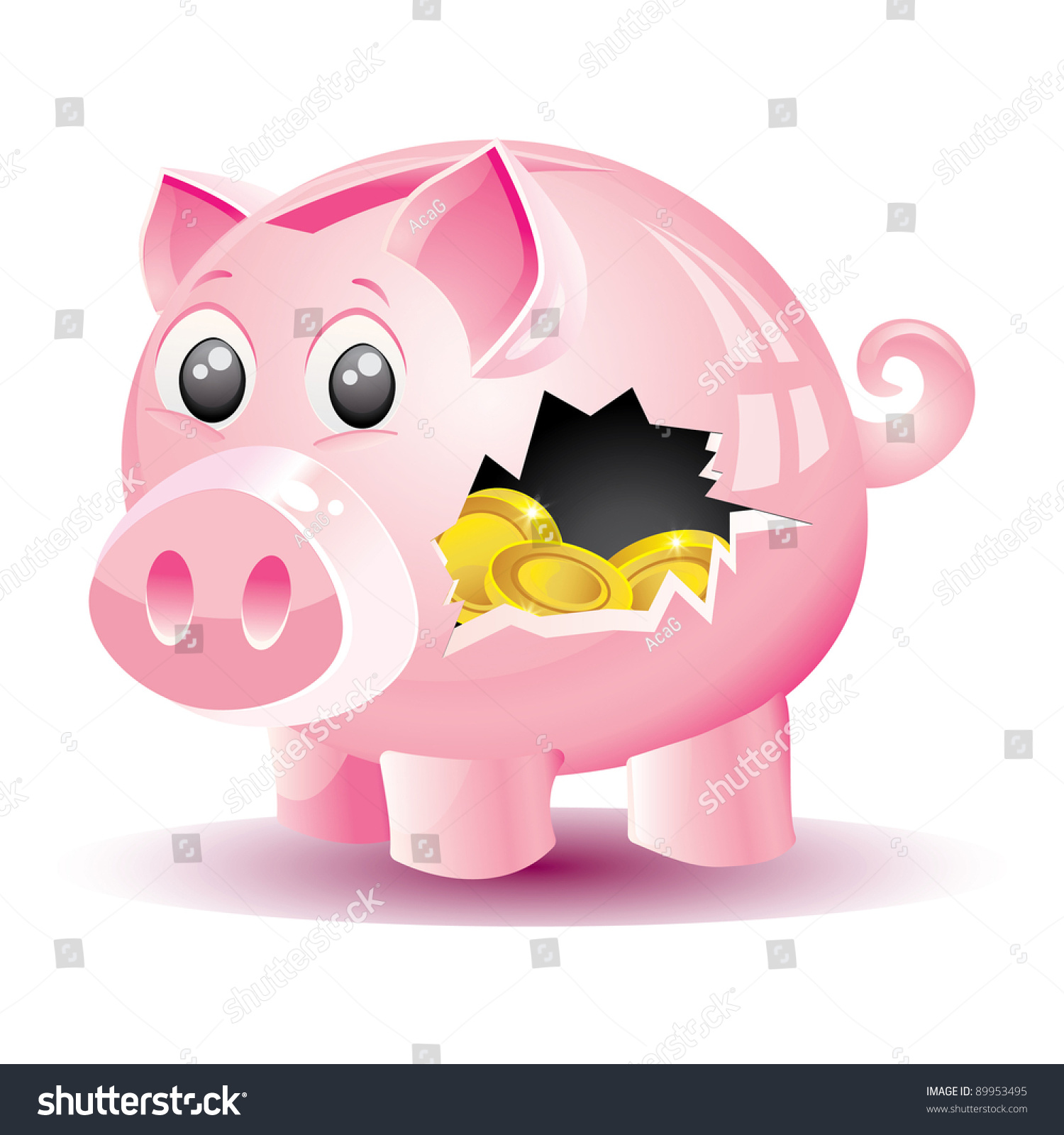 Broken Piggy Bank Stock Vector Illustration 89953495 Shutterstock