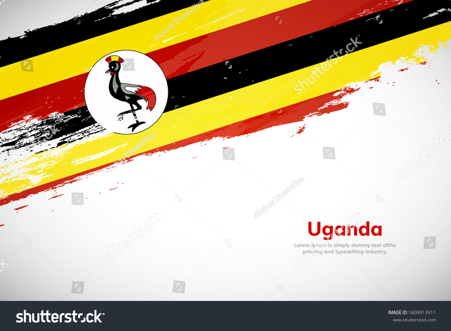 Brush Painted Grunge Flag Uganda Country Stock Vector Royalty Free