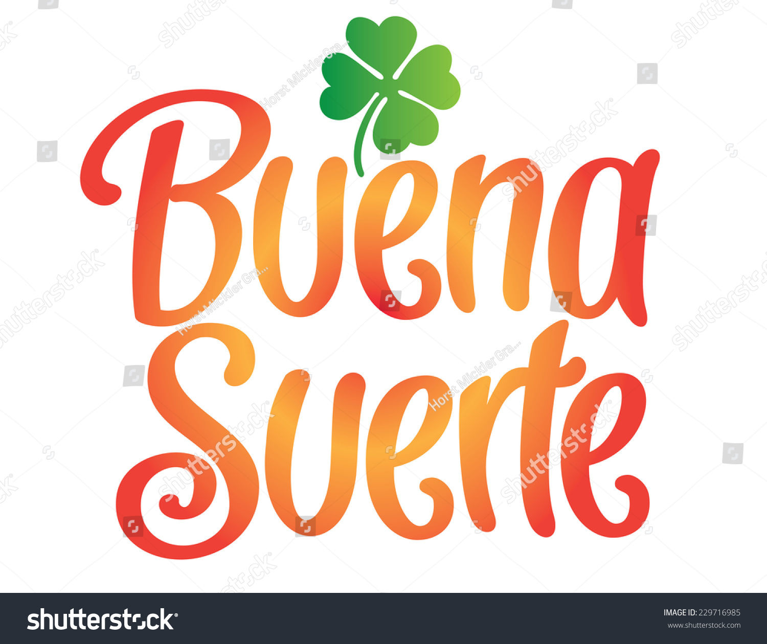 Buena Suerte Spanish Good Luck Hand Stock Vector 229716985 Shutterstock