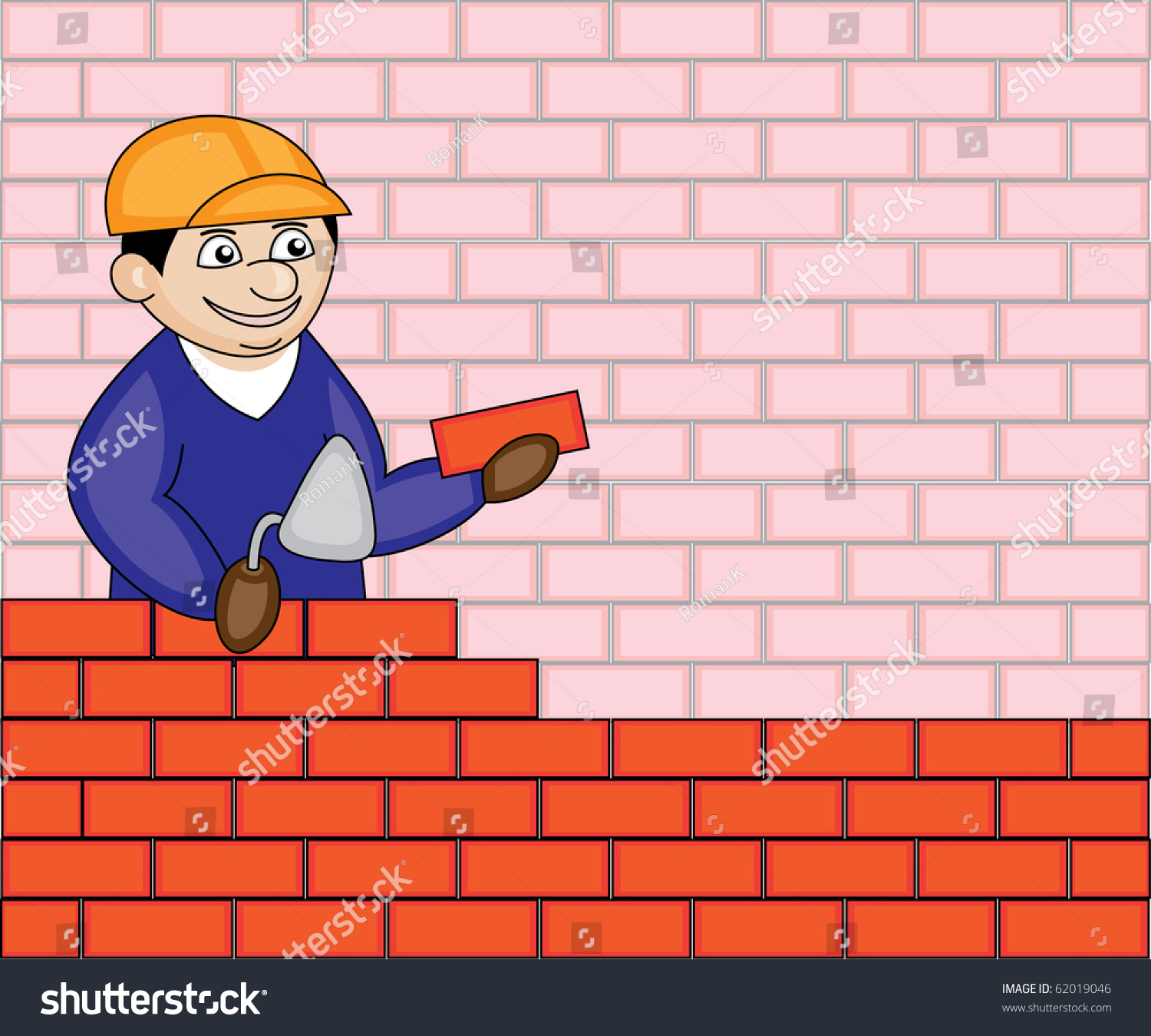 Builder Holding A Brick And Trowel Stock Vector Illustration 62019046