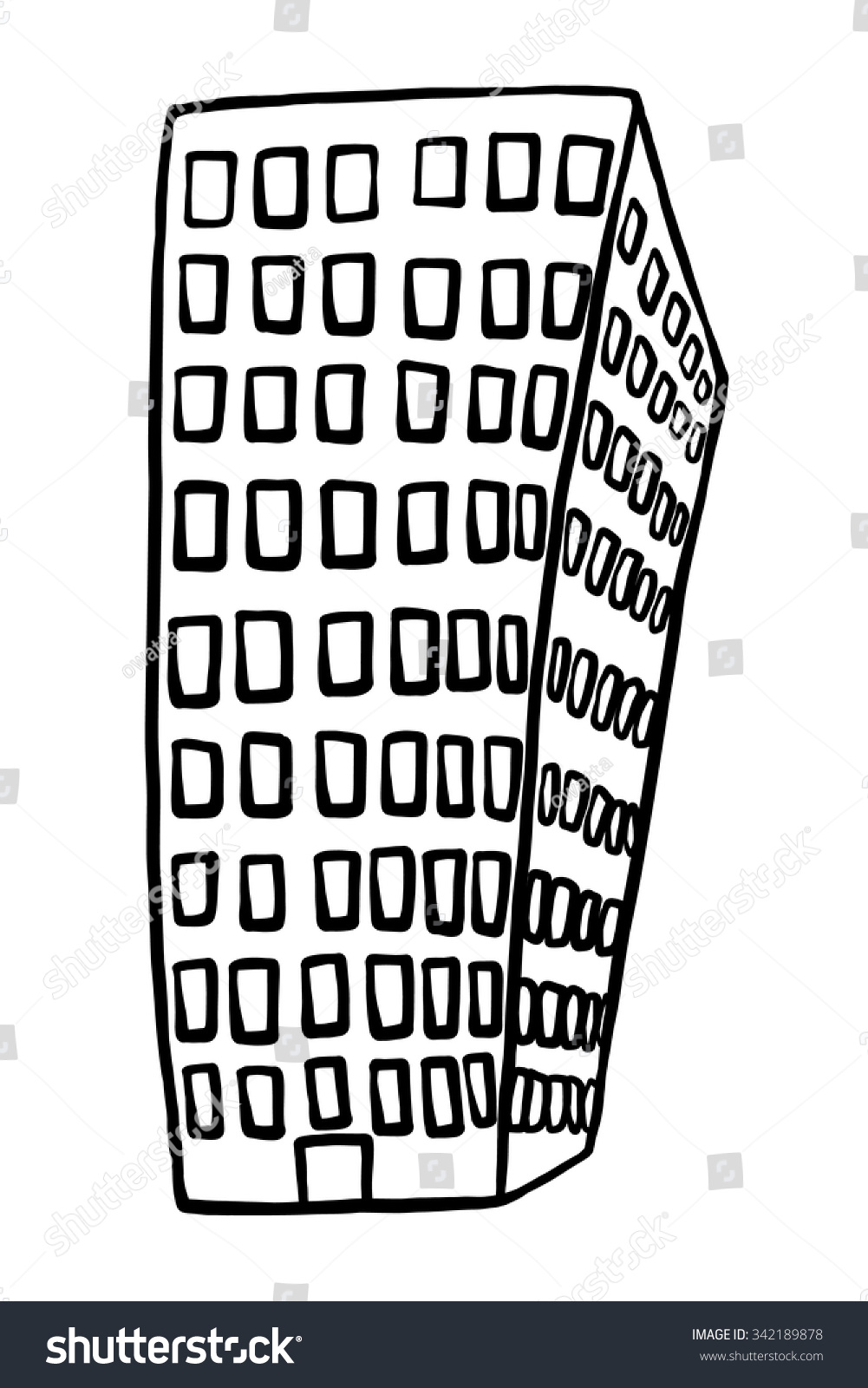 Building Cartoon Vector Illustration Black White Stock Vector 342189878