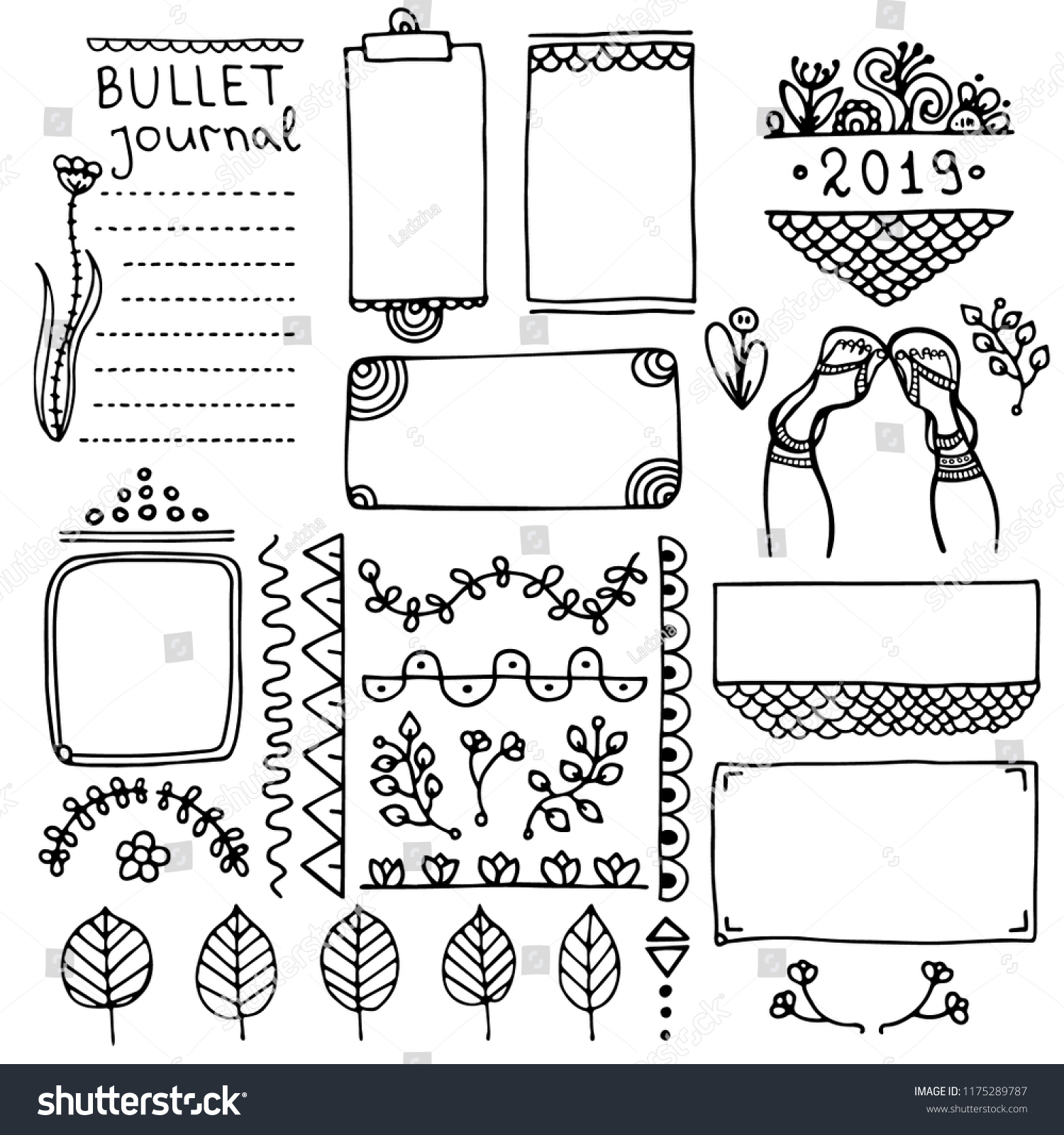 Bullet Journal Hand Drawn Vector Elements Stock Vector Royalty Free