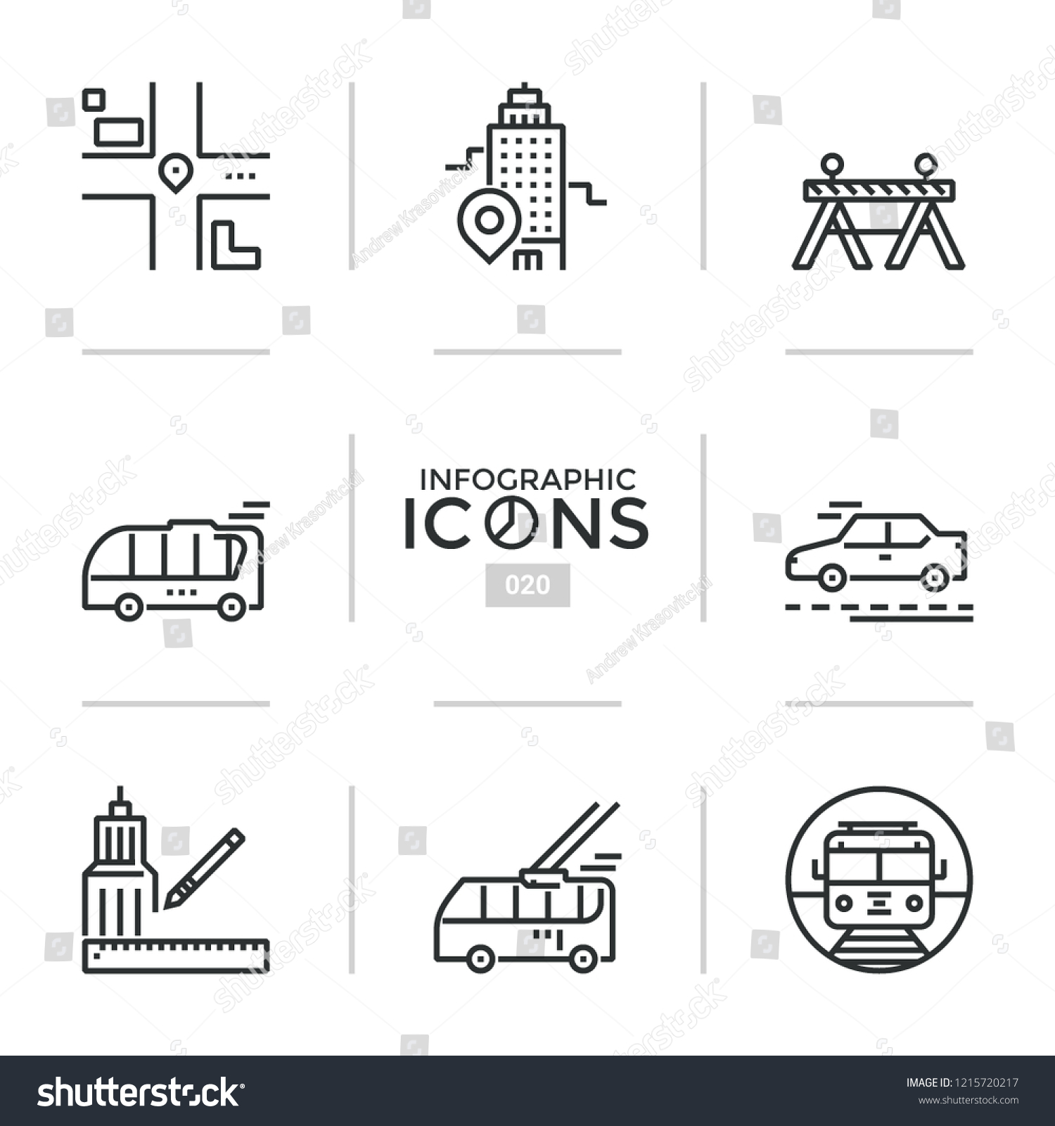 Bundle Thin Line Pictograms Symbols Public Stock Vector Royalty Free