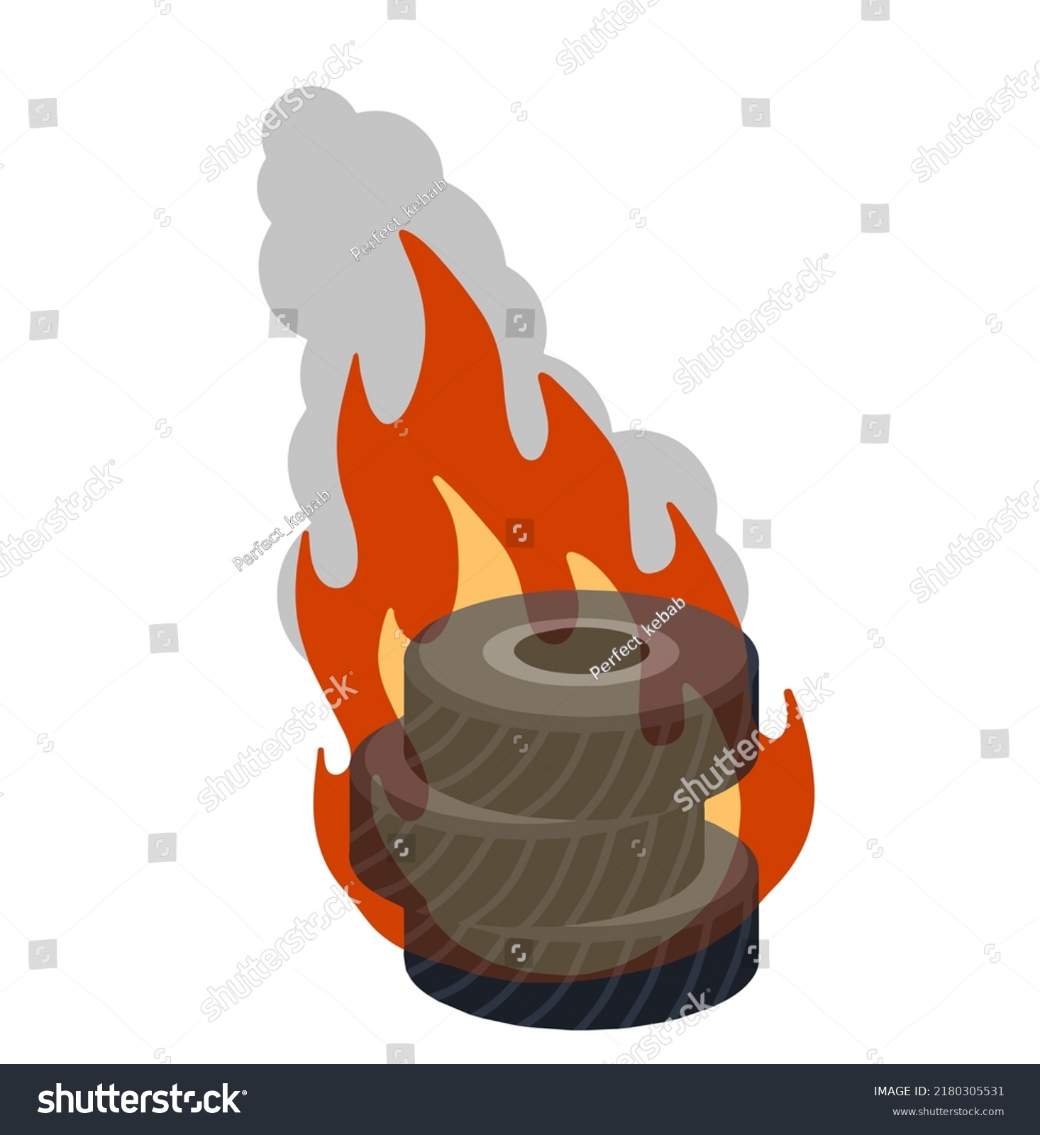 Burning Tire Old Wheel Problem Urban Stock Vector Royalty Free