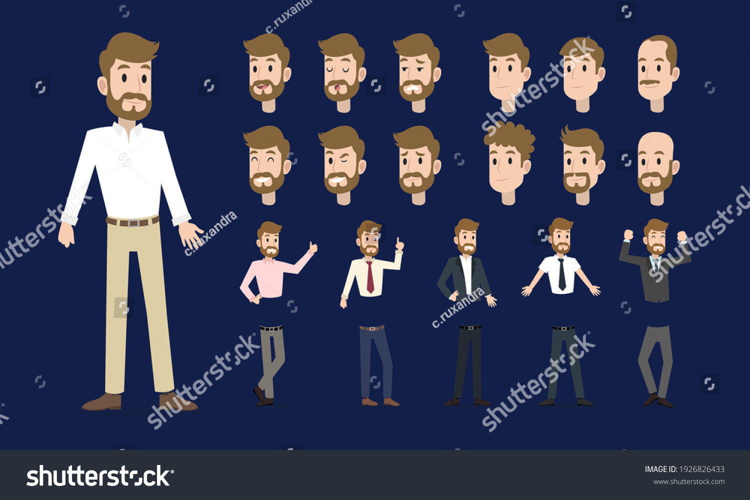 Stock Vektor Businessman Character Model Sheet Walk Cycle Bez