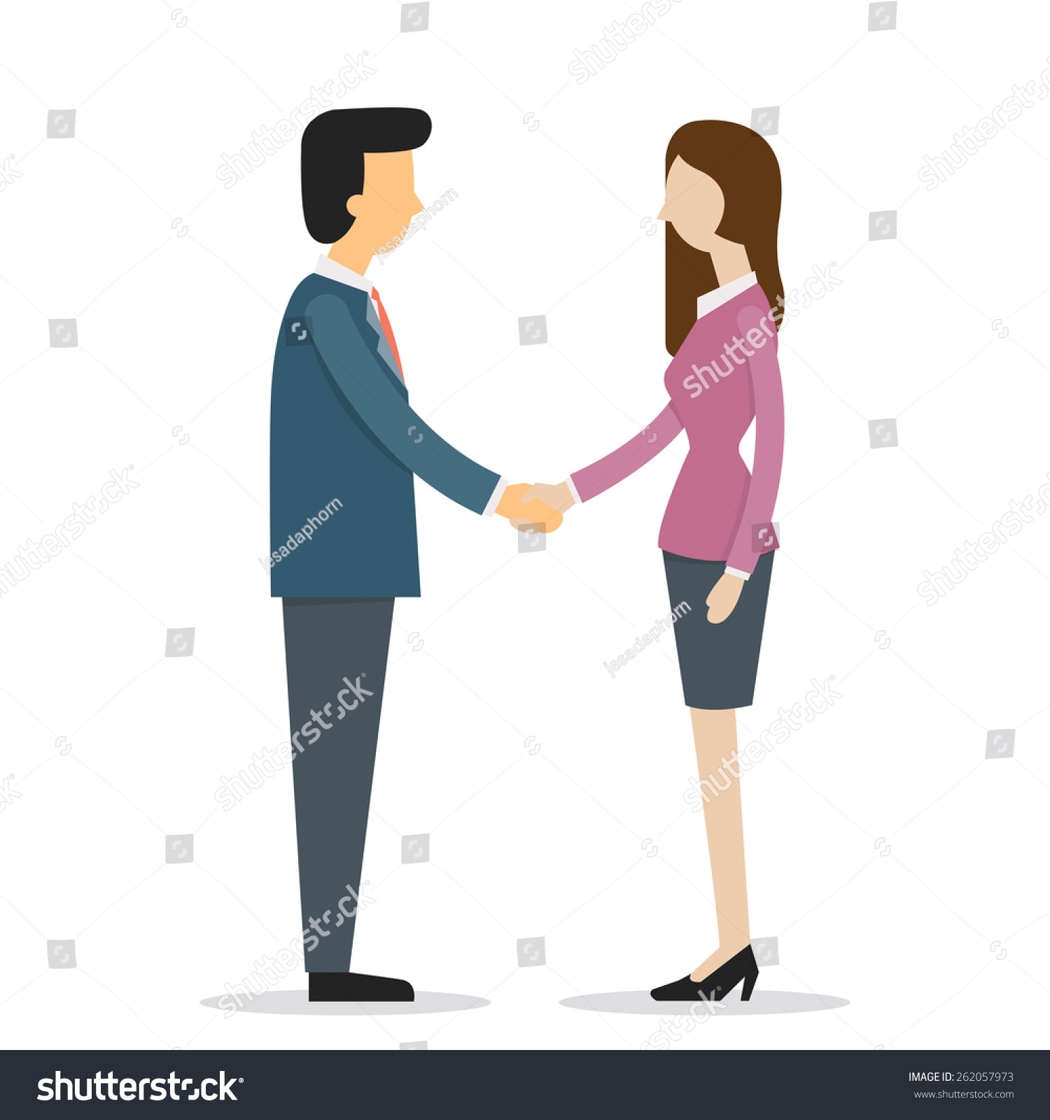 Businesswoman Businessman Shaking Hands Vector Illustration Stock ...