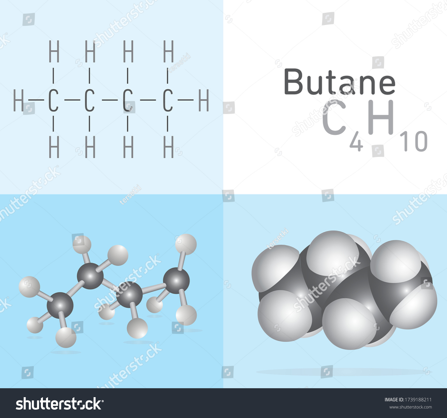 Molécula de gas de butano C4H10 vector de stock libre de regalías