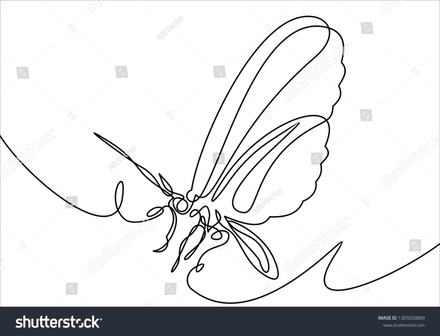 Butterfly Continuous Line Drawing Vector Illustration Vetor Stock