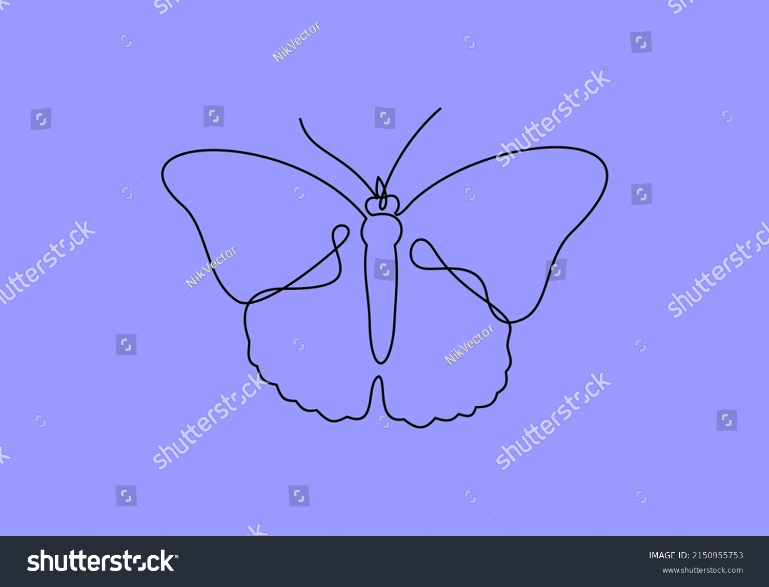 Butterfly Continuous Line Drawing Vector Illustration Stock Vector