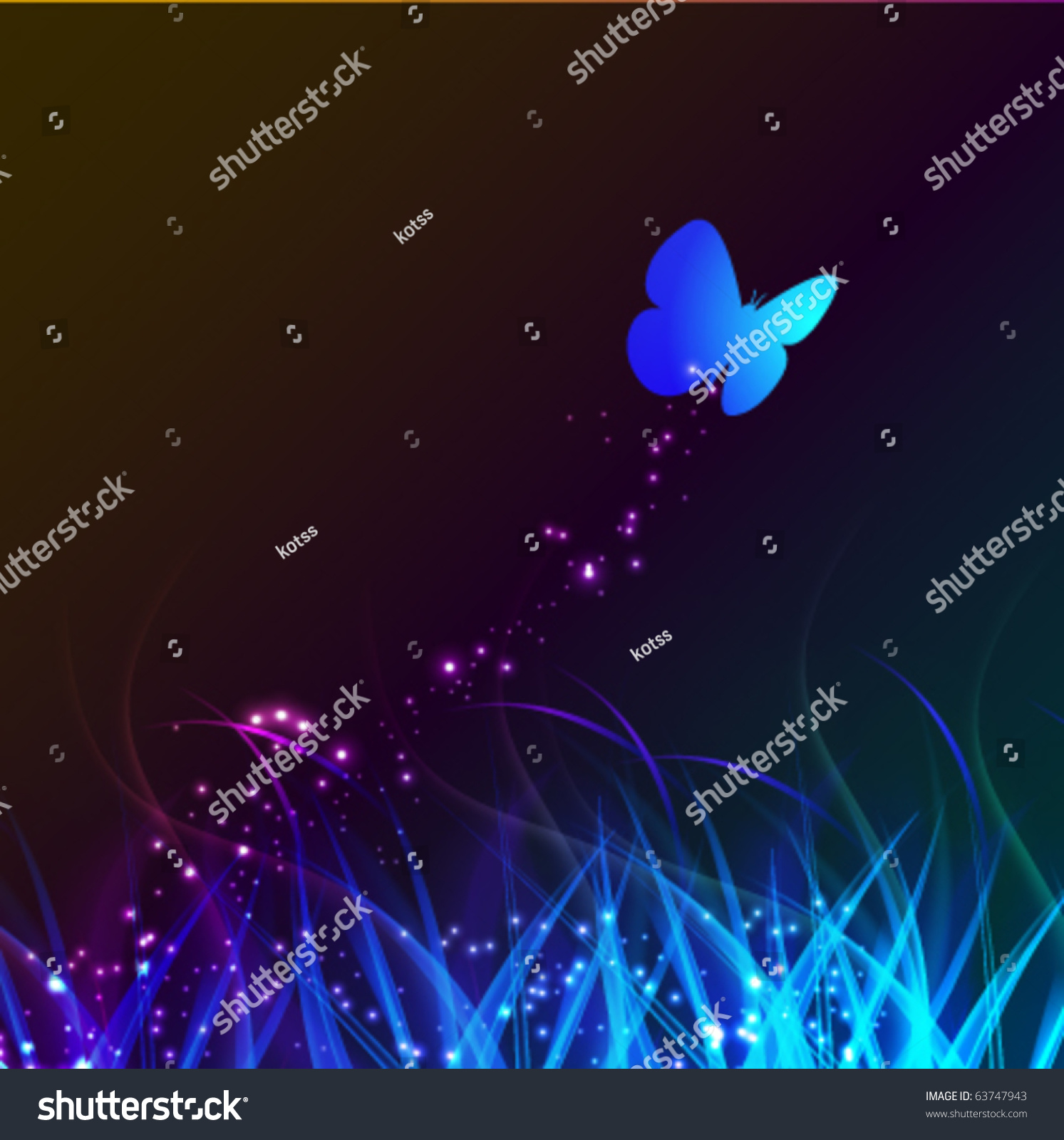 Butterfly On The Abstract Glowing Background - Vector Illustration