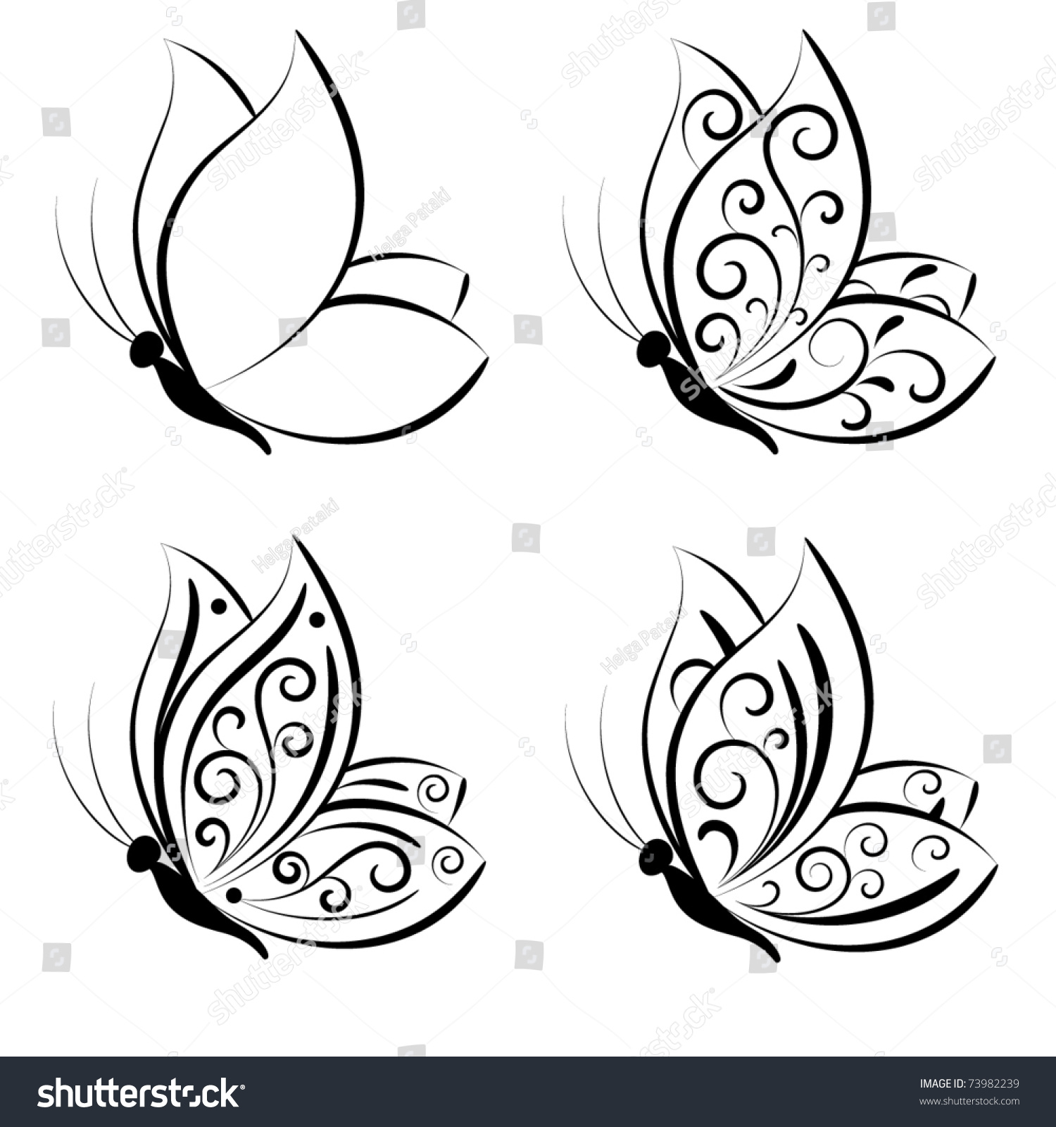 Line Drawing Butterfly Tattoo : Butterfly vector set stock shutterstock