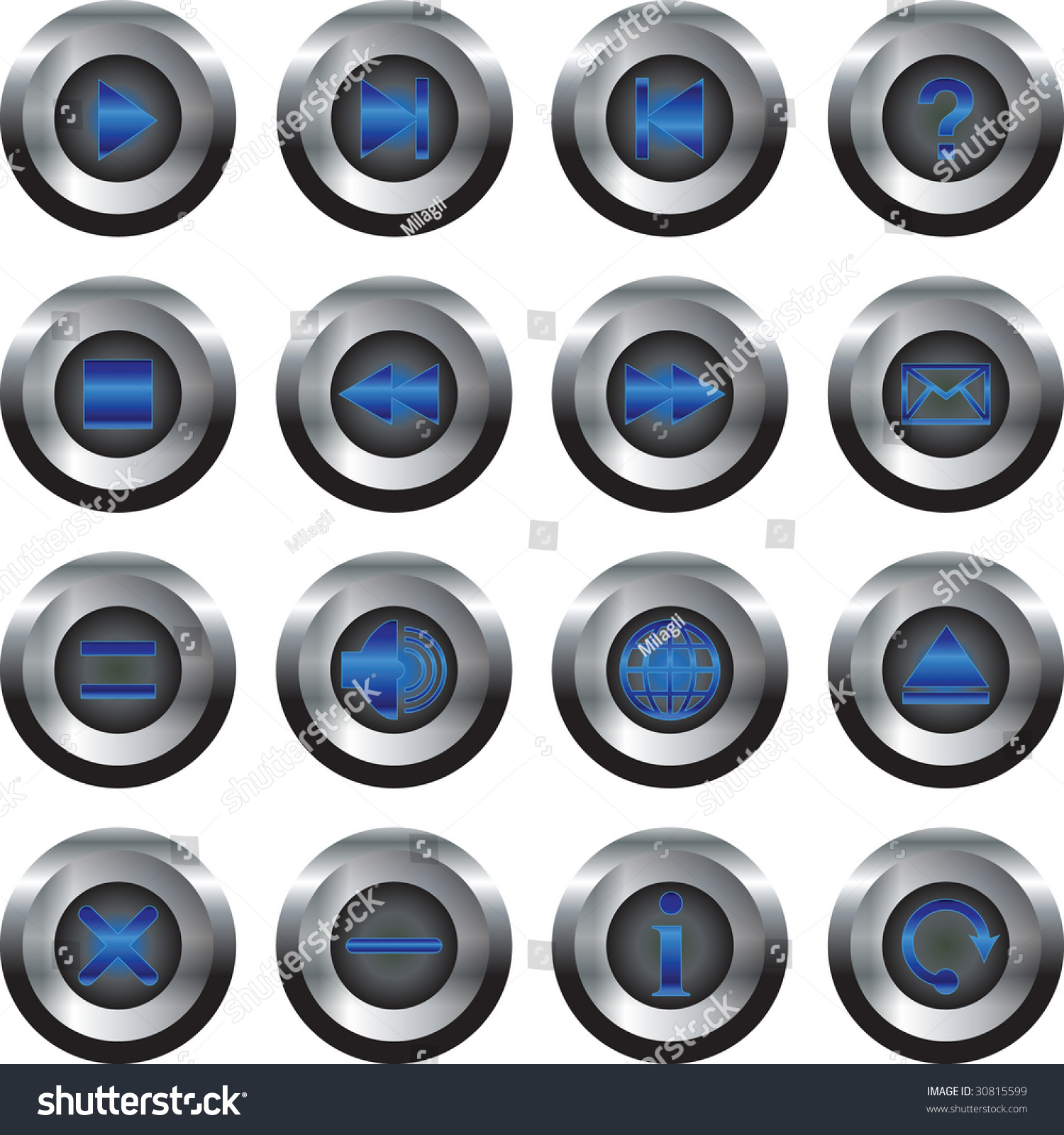Button, Blue, Play, Stop, Pause Stock Vector Illustration 30815599