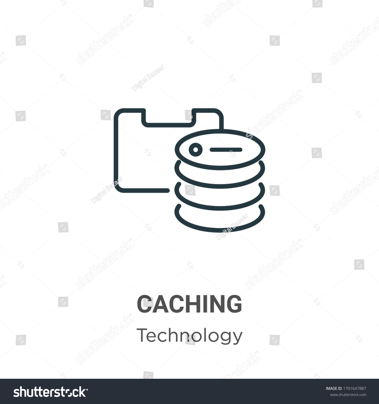Caching Outline Vector Icon Thin Line Stock Vector Royalty Free