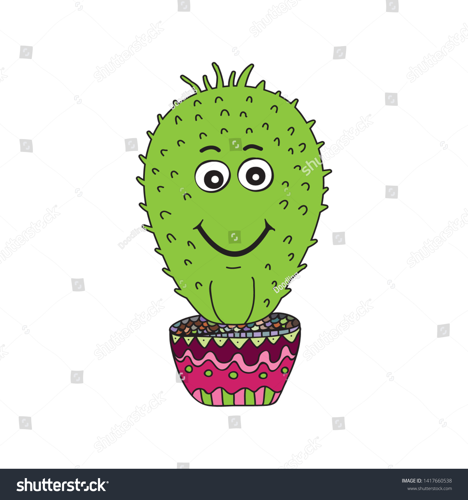 Cactus Smile Happy Cactus Mascot Vector Stock Vector Royalty Free