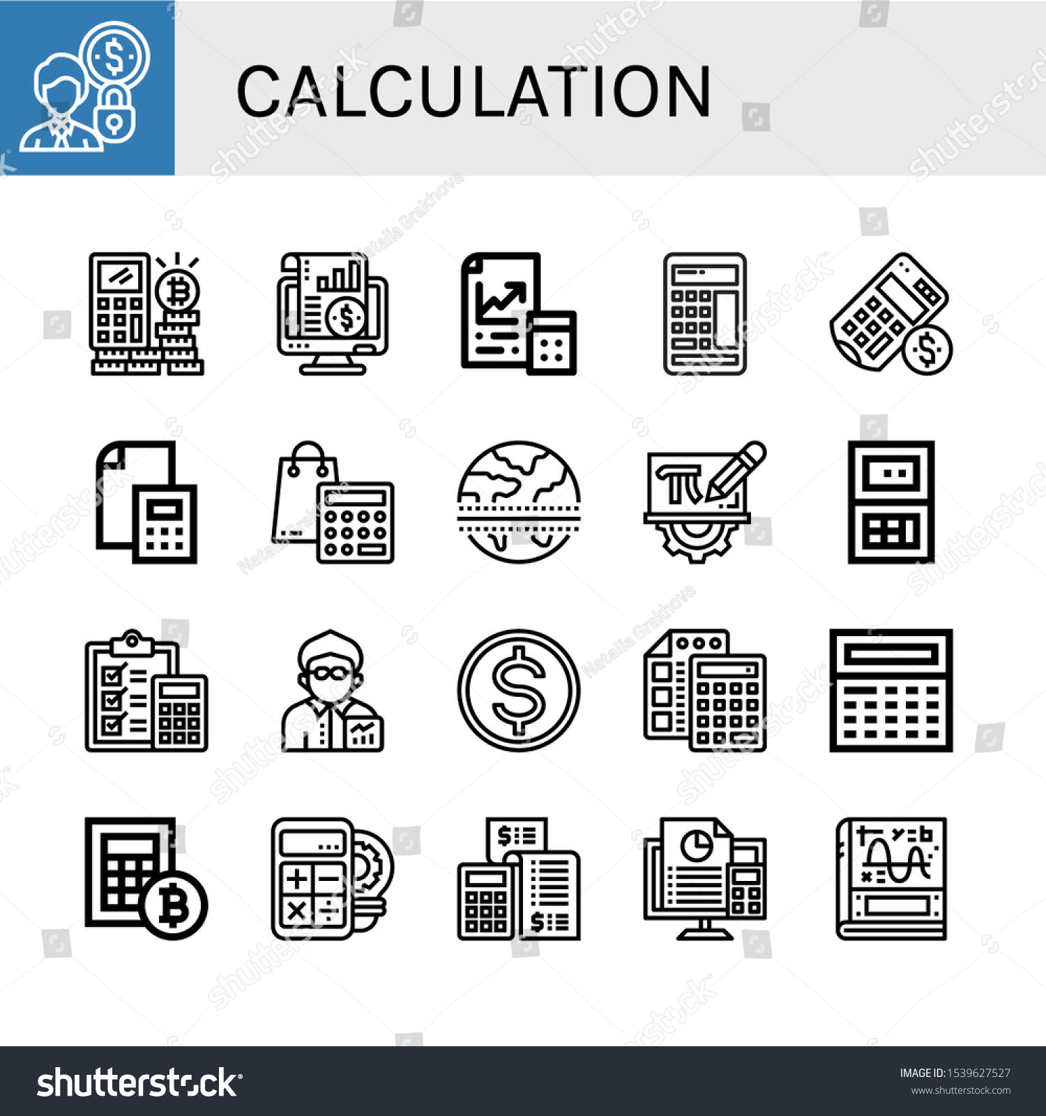 Calculation Icon Set Collection Accounting Calculator Vector De Stock